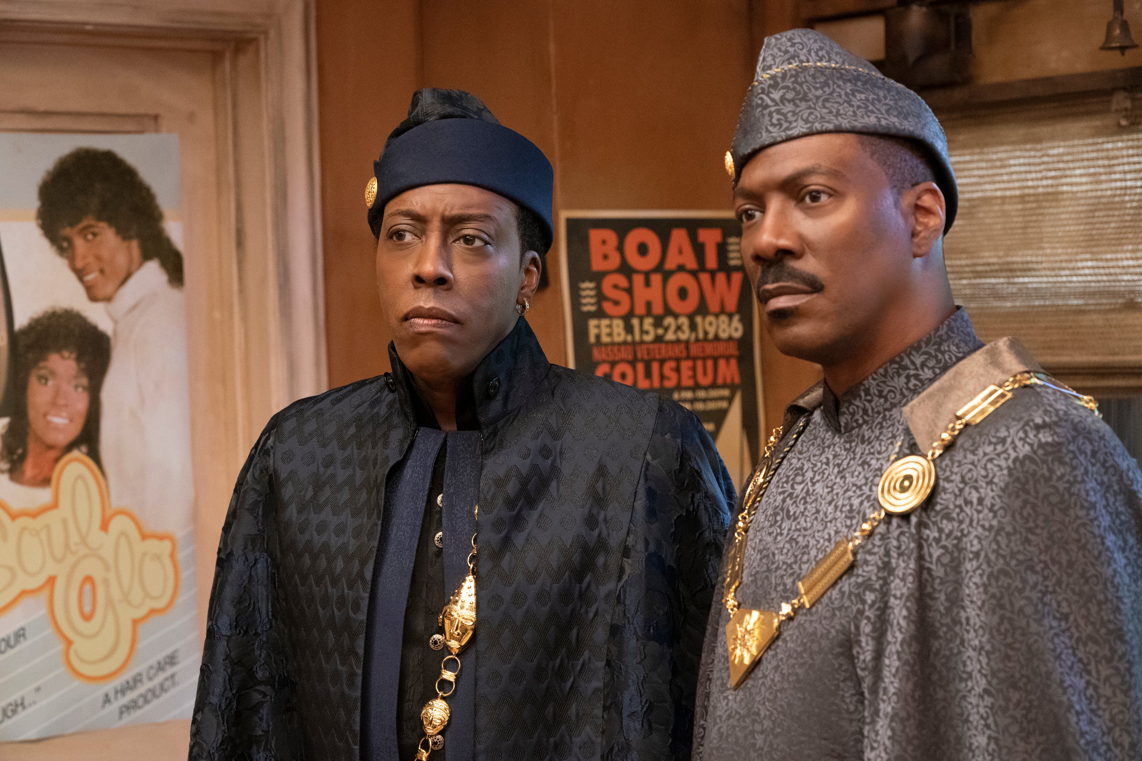 Eddie Murphy and Arsenio Hall are as buoyant as ever as Akeem and his aide Semmi