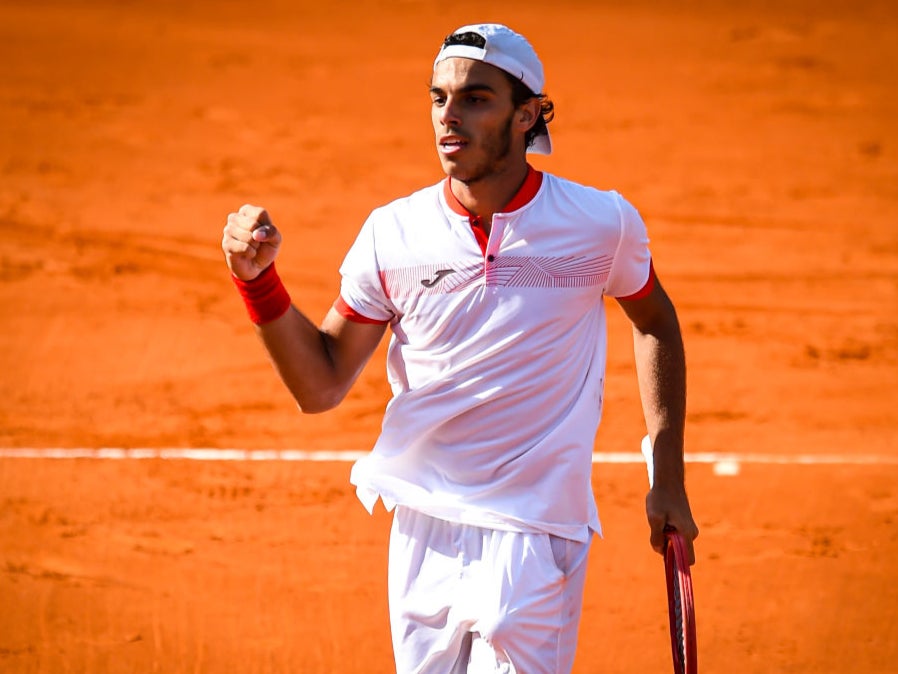 Francisco Cerundolo celebrates winning the match