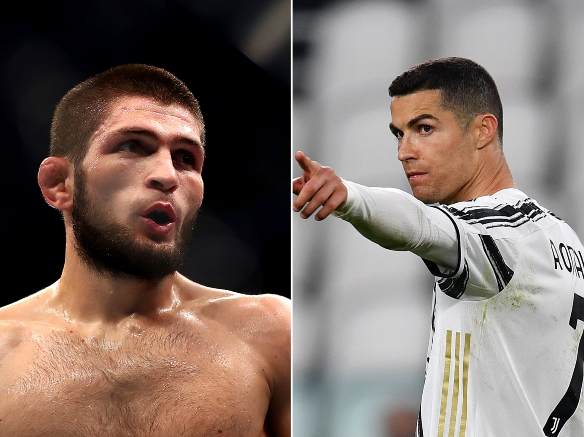 UFC lightweight champion Khabib Nurmagomedov (left) and Cristiano Ronaldo