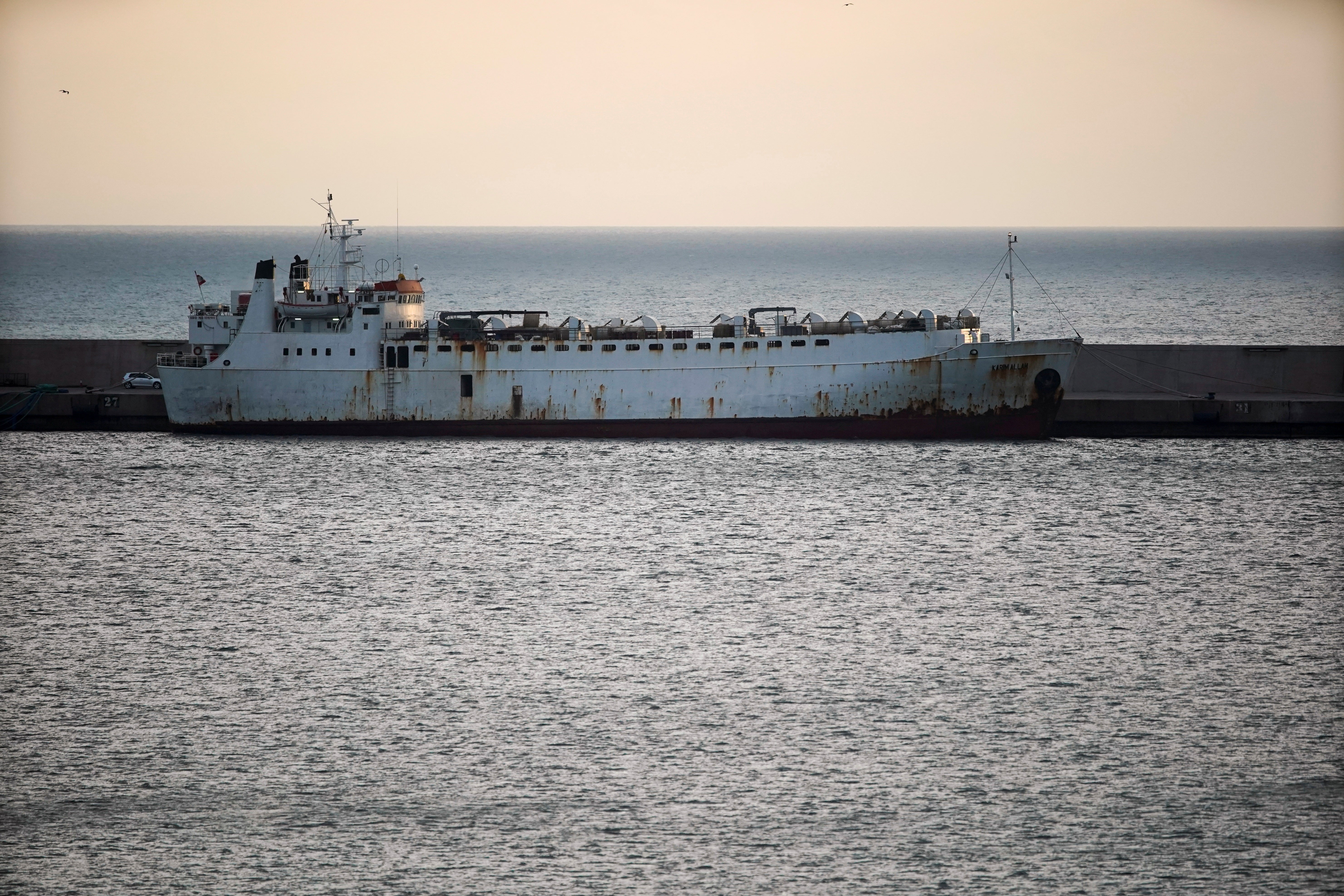 The ‘Karim Allah’ docked in Cartagena, Spain