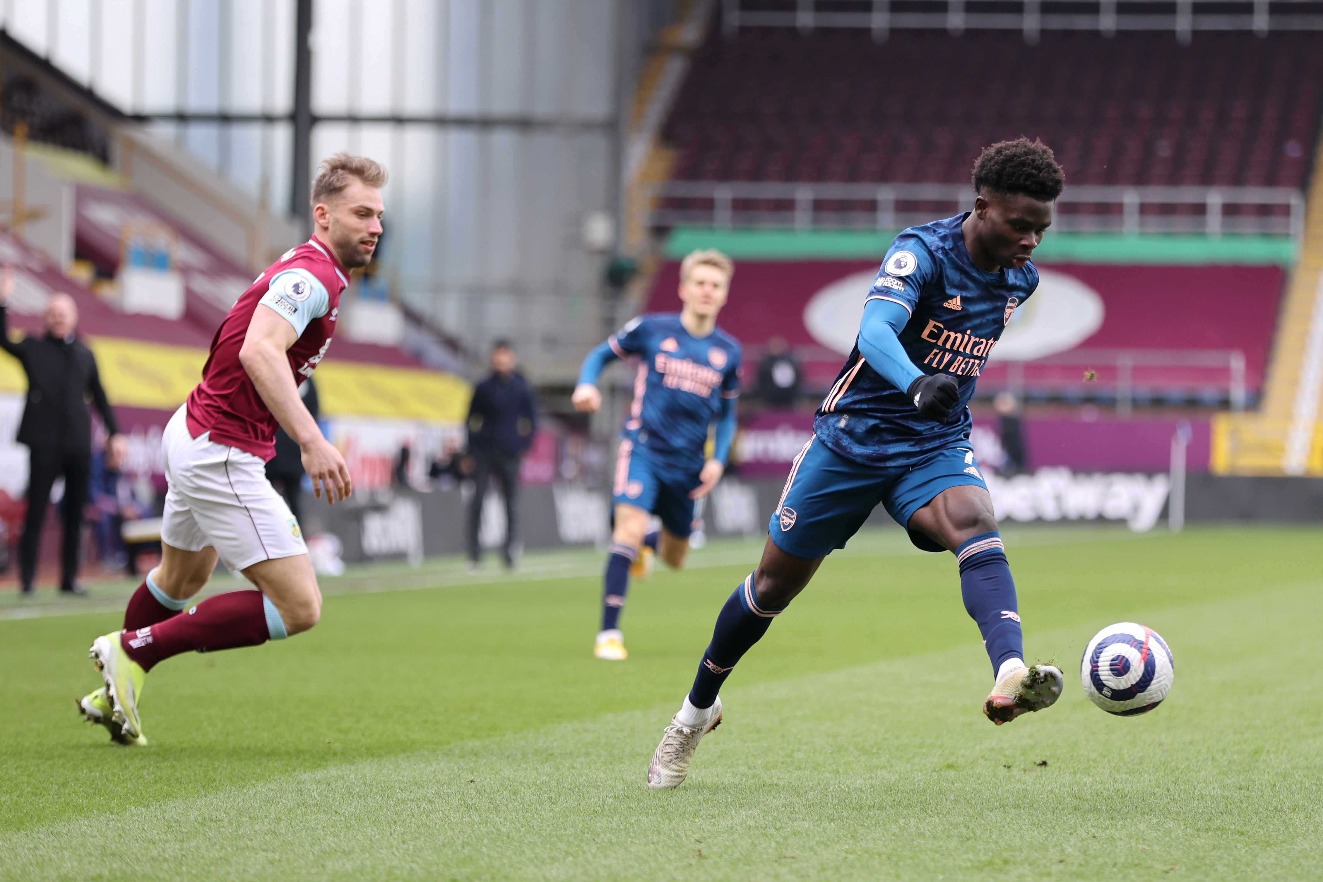 Bukayo Saka in action against Burnley