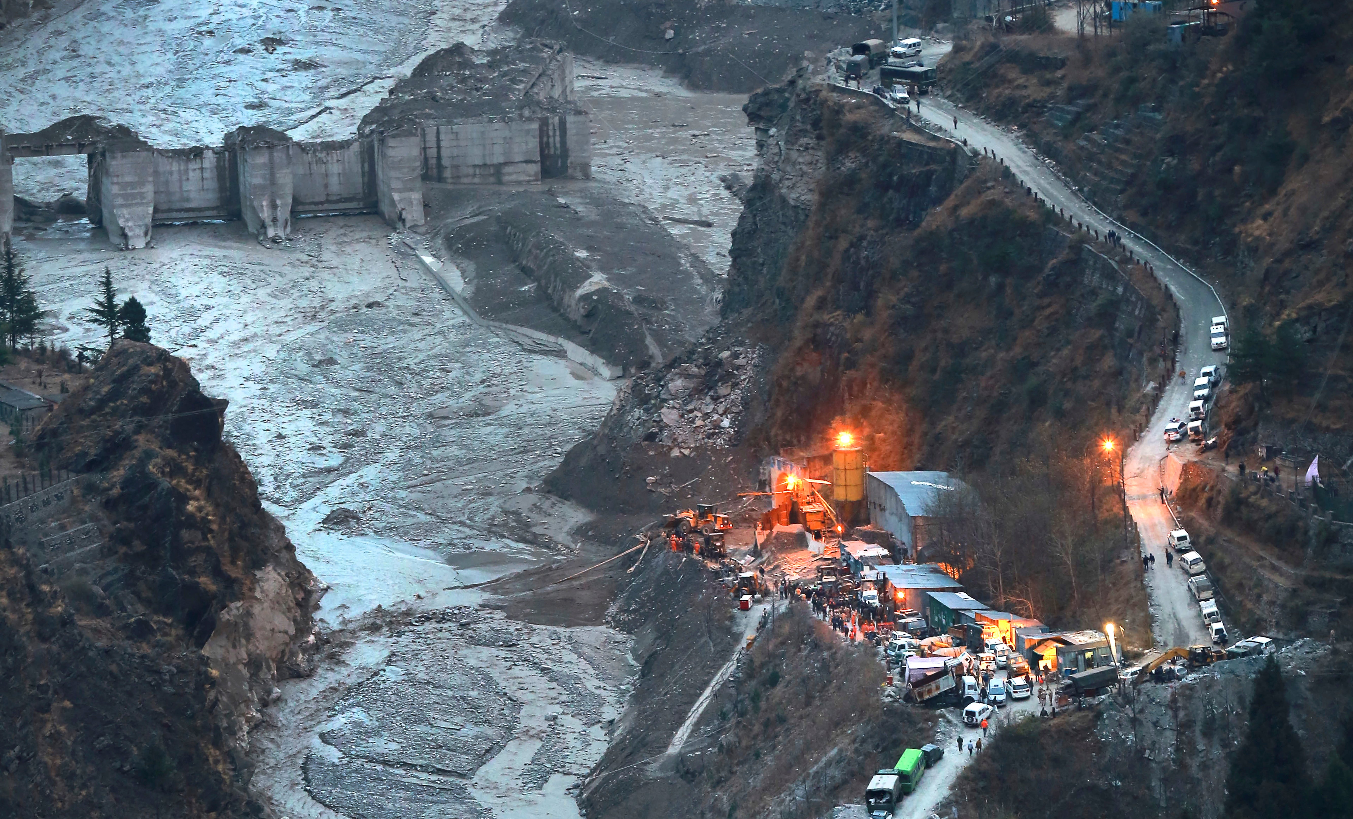 A view of a river in the northern state of Uttarakhand, India, on 9 February, 2021, two days after deadly floods there.