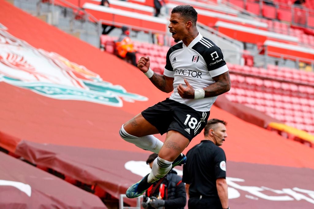 Mario Lemina celebrates scoring for Fulham