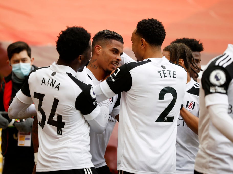 Mario Lemina celebrates scoring for Fulham