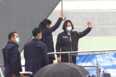 Taiwan President Tsai visits naval base amid Chinese threats