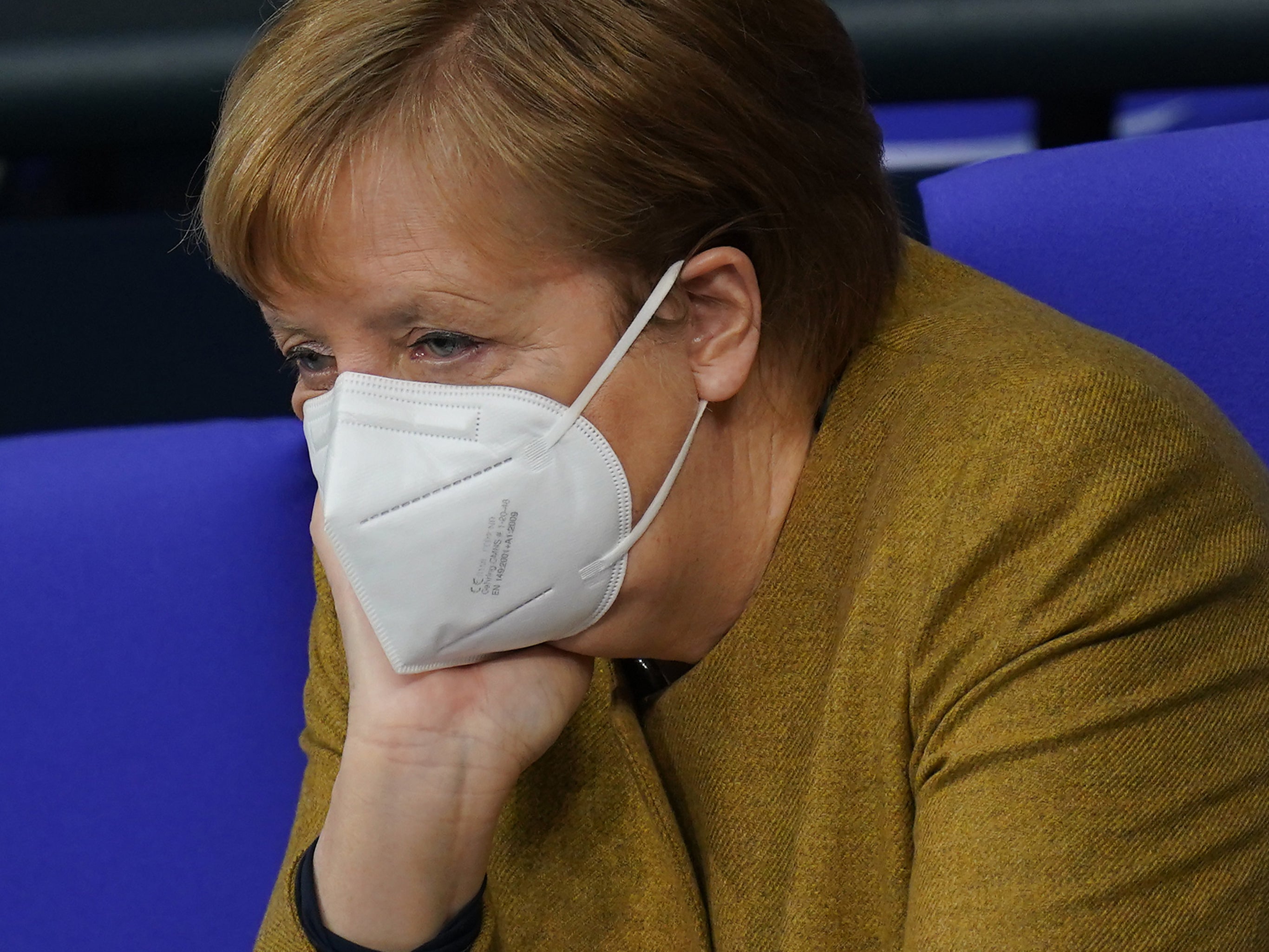 Merkel, the German chancellor, attends debates at the Bundestag in March