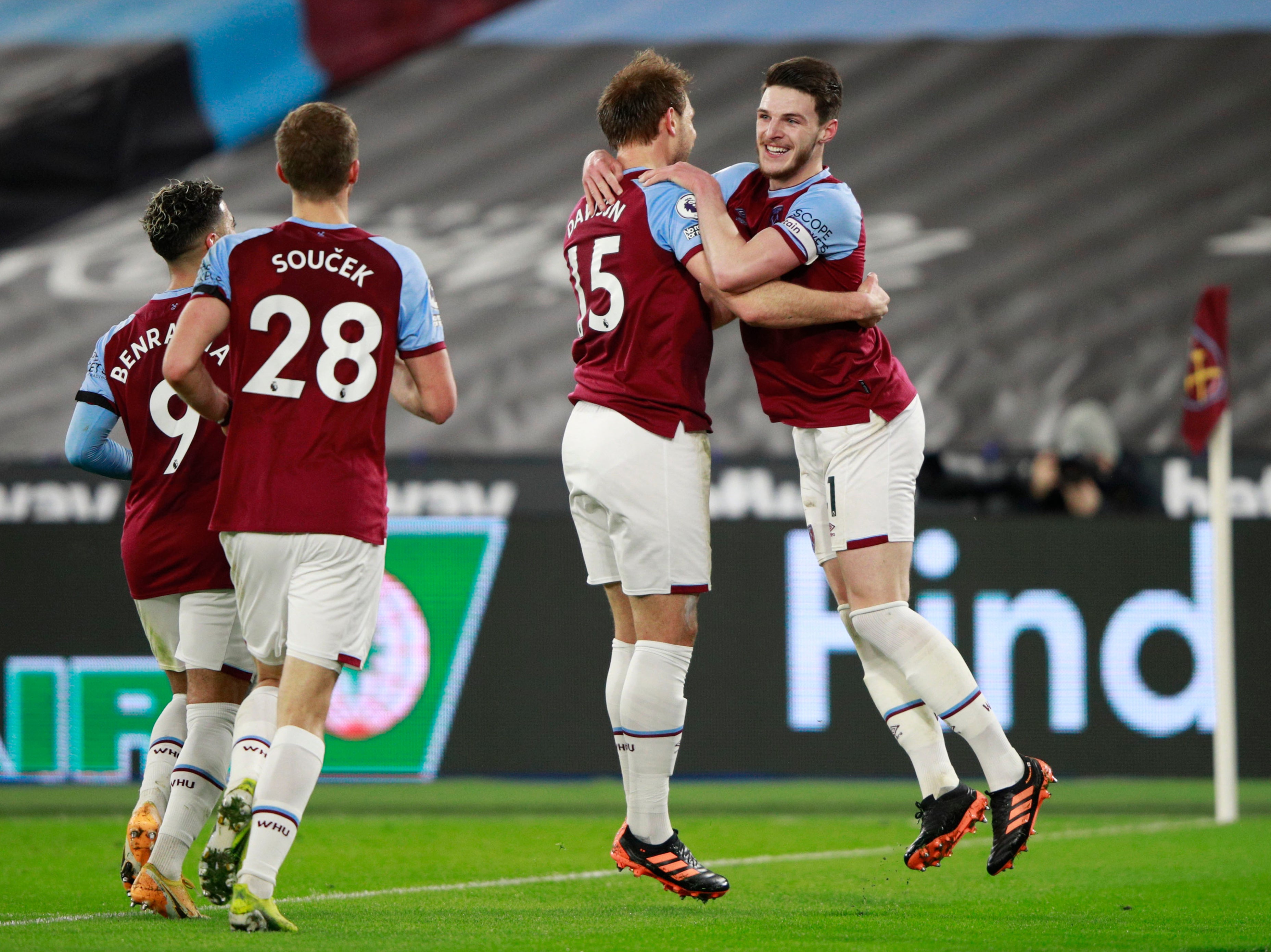 West Ham celebrate Craig Dawson’s goal