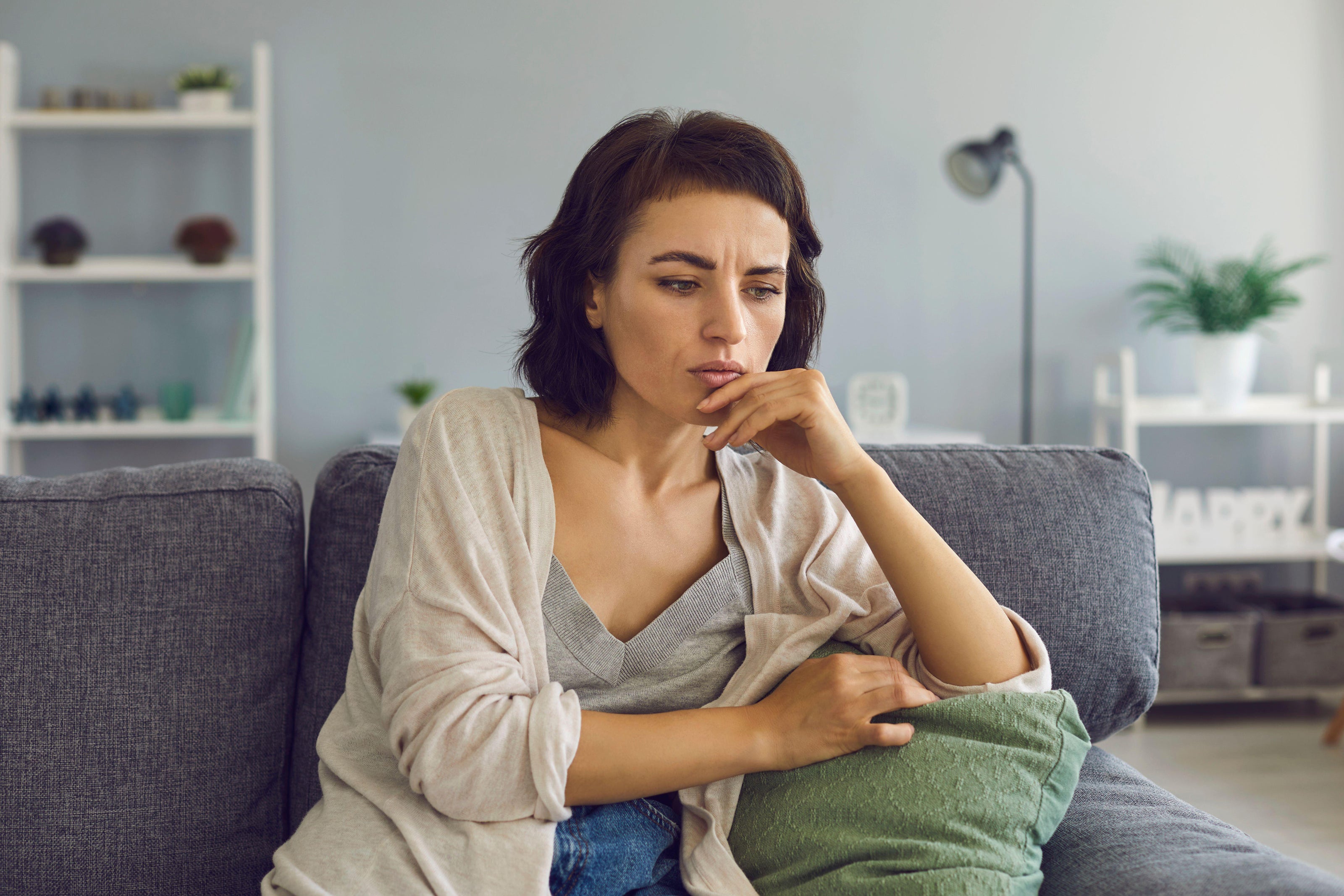 Woman grieving alone