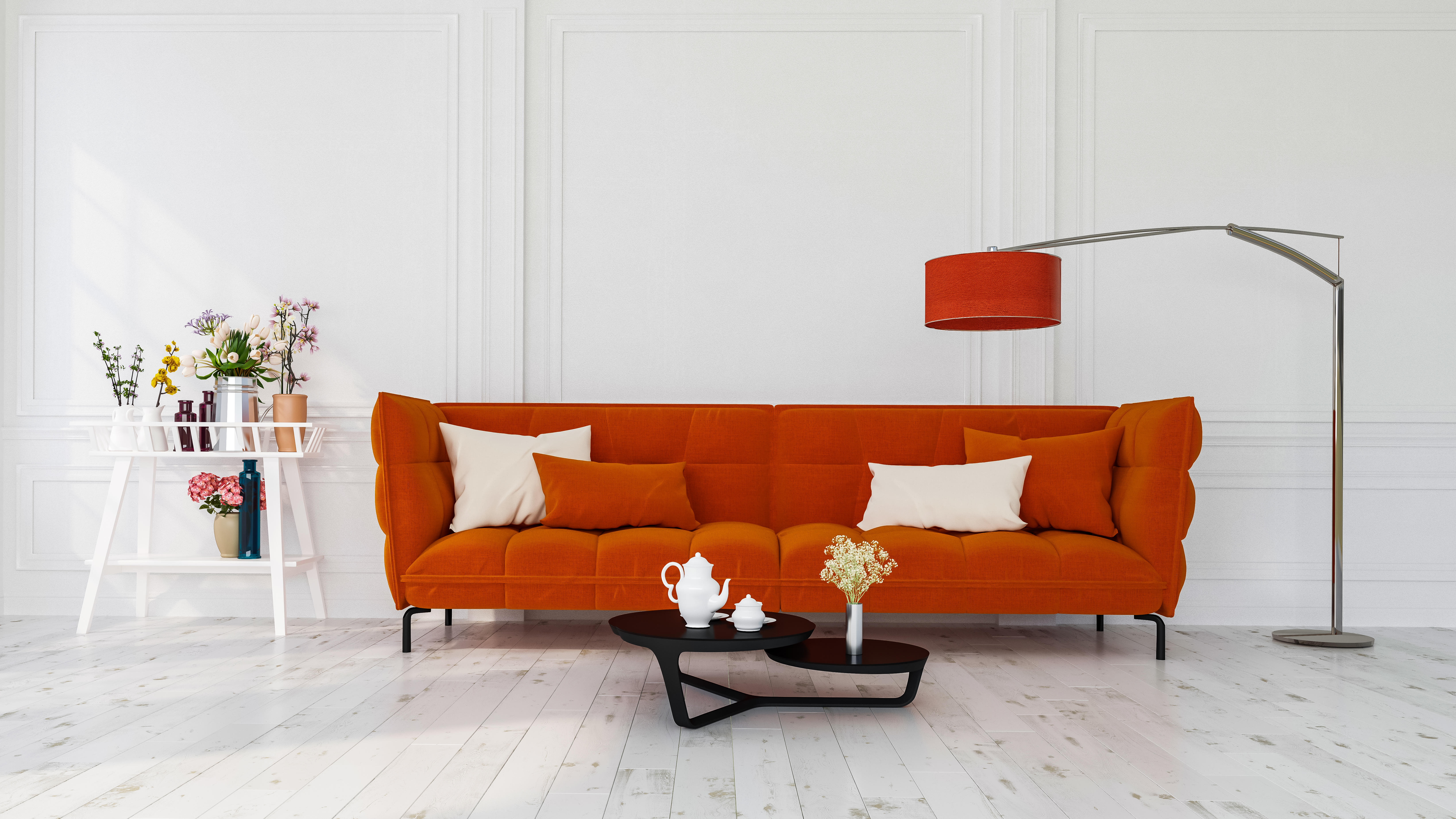 Sofa and coffee table in a lounge