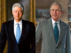 Biden rehangs portraits of Bill Clinton and George W Bush moved to ‘small’ room by Trump