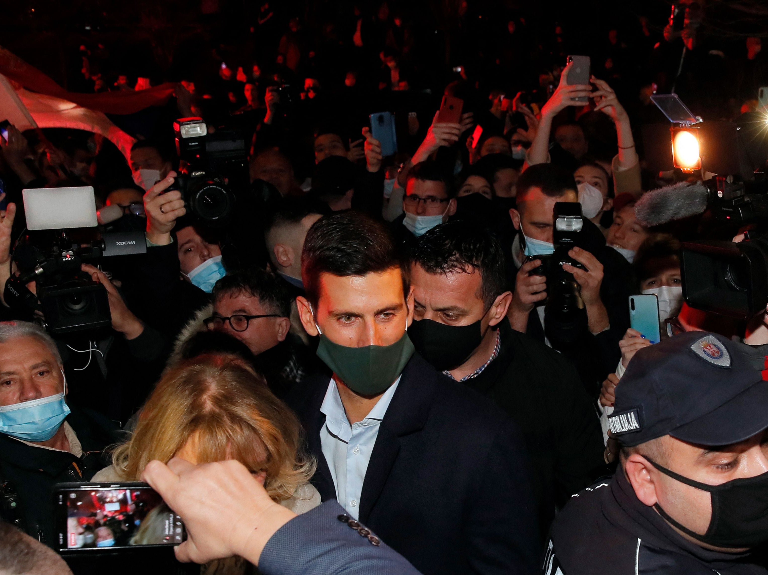 World No 1 Novak Djokovic is surrounded by fans in Belgrade