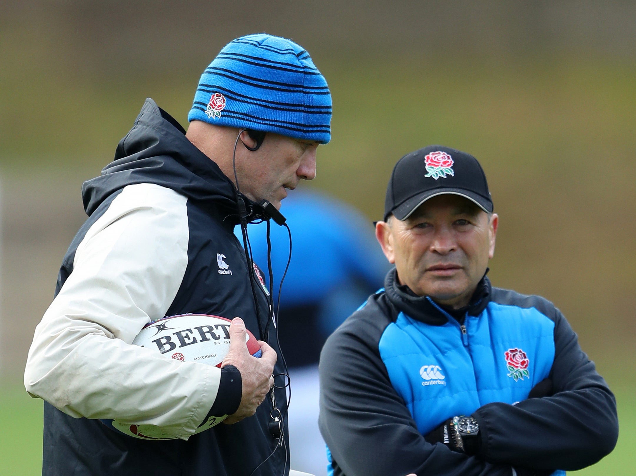 England defence coach John Mitchell (left) with head coach Eddie Jones