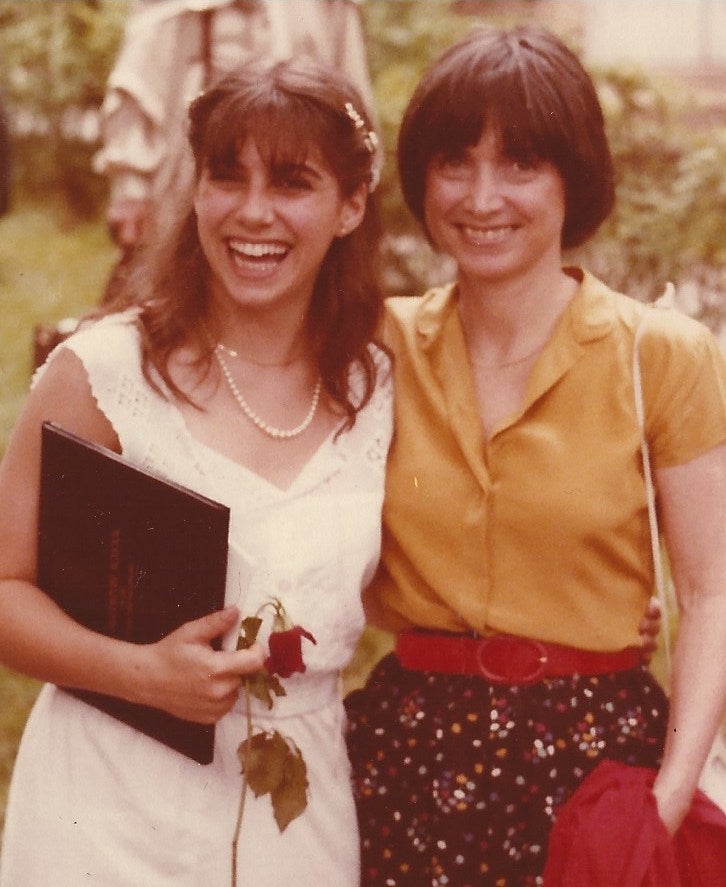 The writer and her mother at her high school graduation