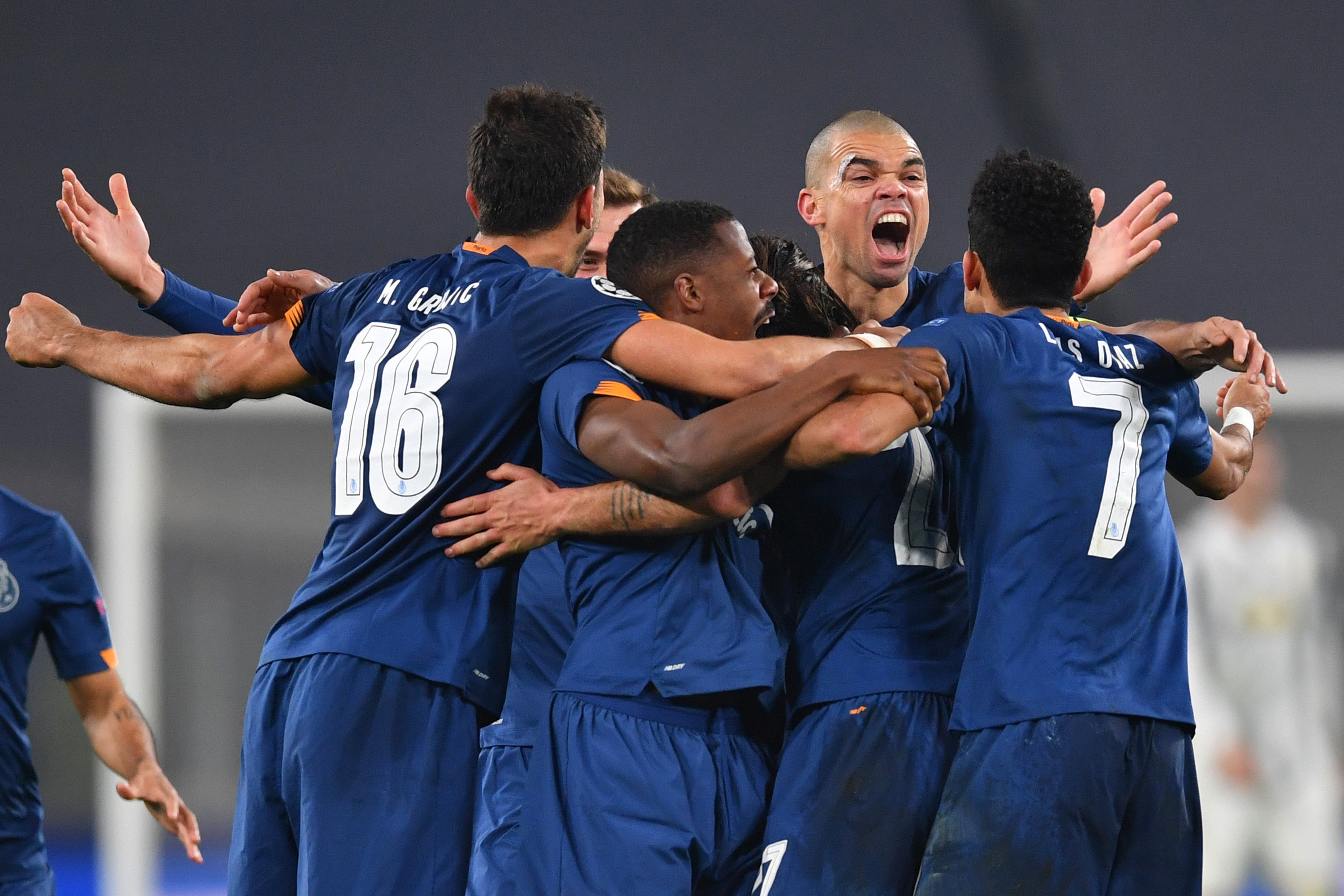 Porto celebrate their second goal in extra-time