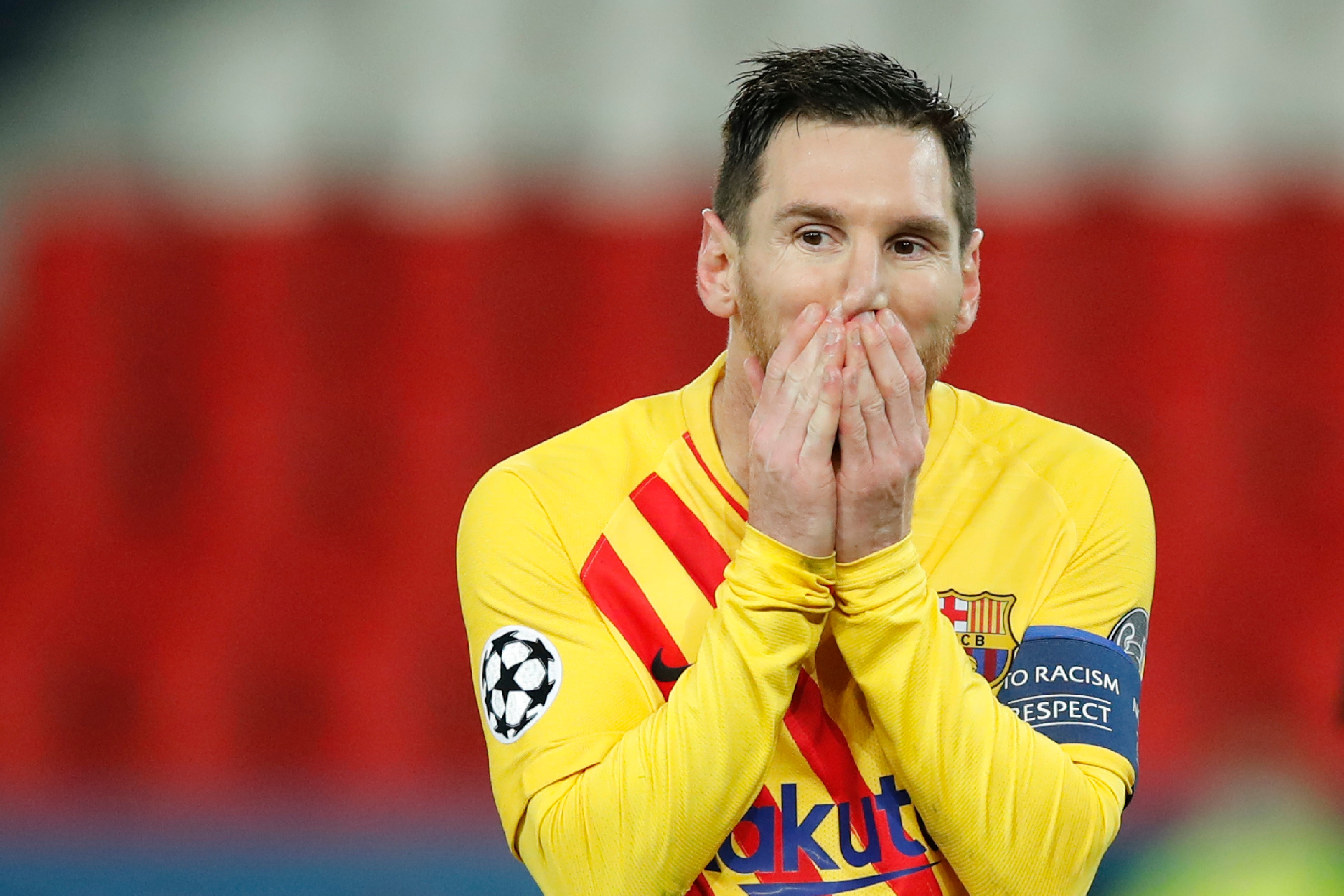 Messi scored but then missed his spot kick as Barcelona crashed out of Europe