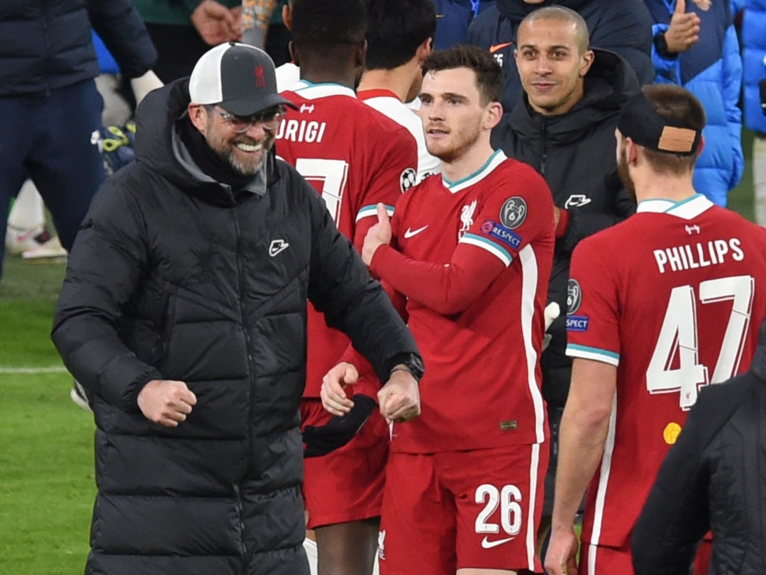 Jurgen Klopp celebrates with Liverpool’s players