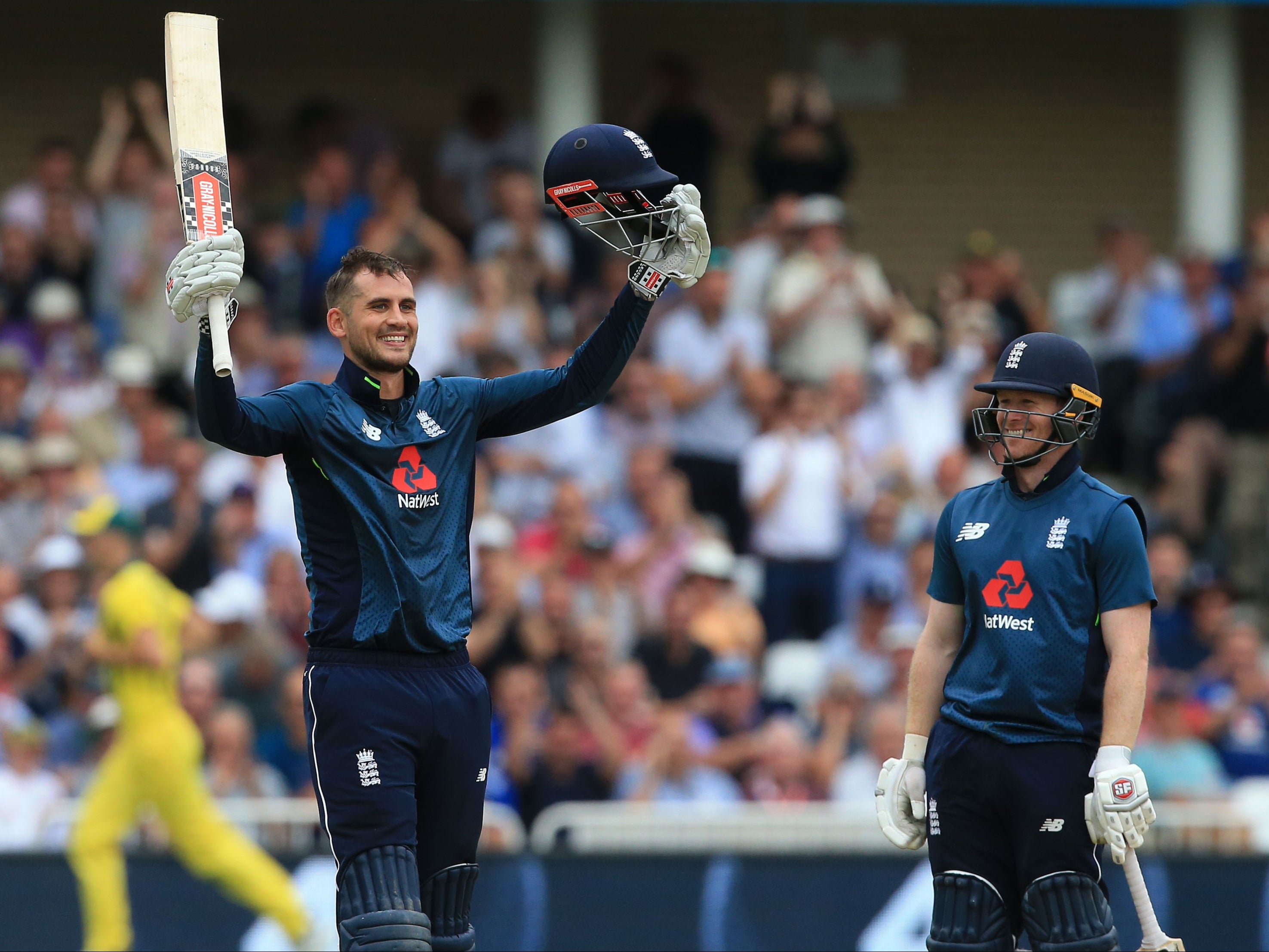 England batsmen Alex Hales and Eoin Morgan