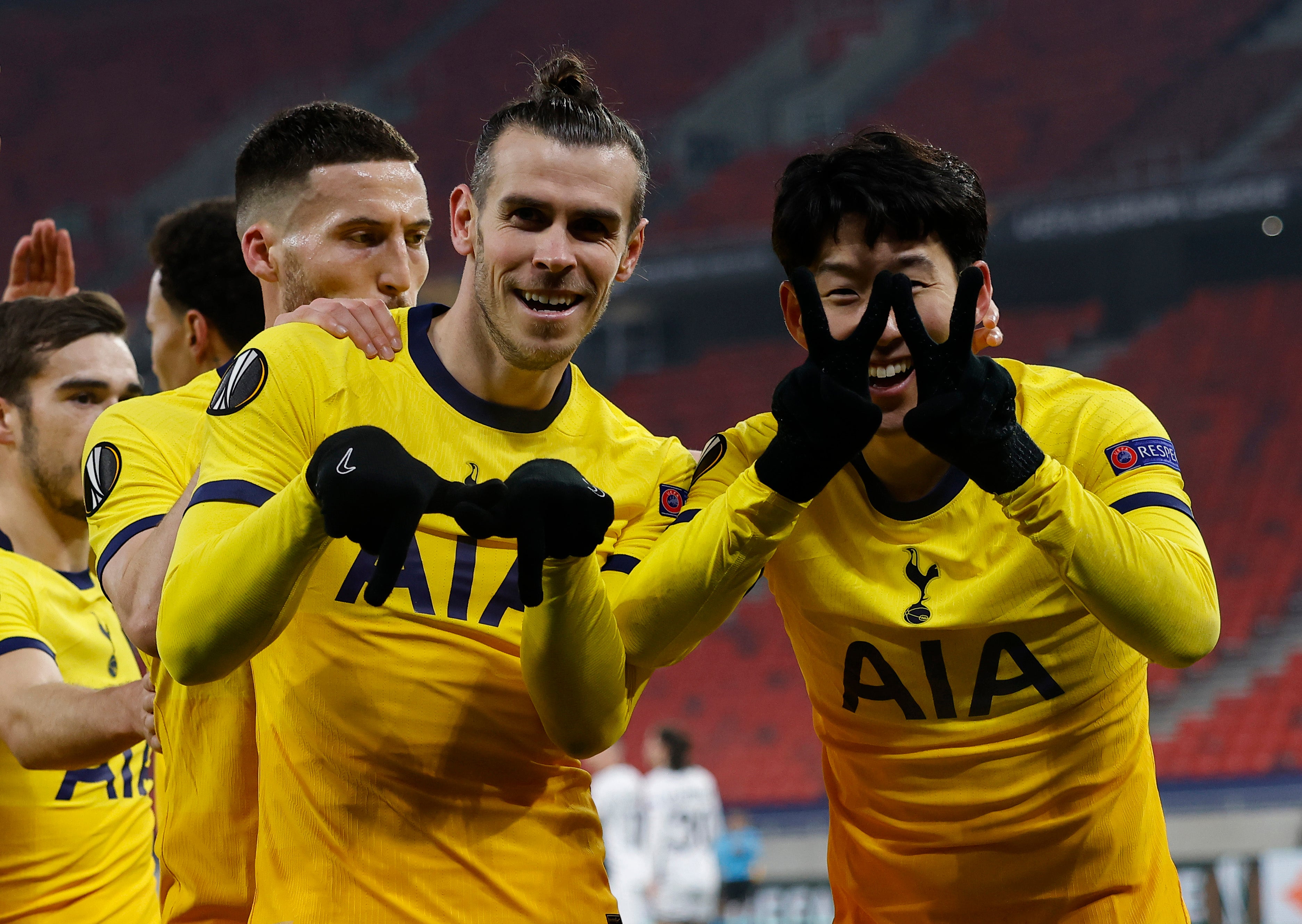 Gareth Bale and Son Heung-min celebrating a Spurs goal