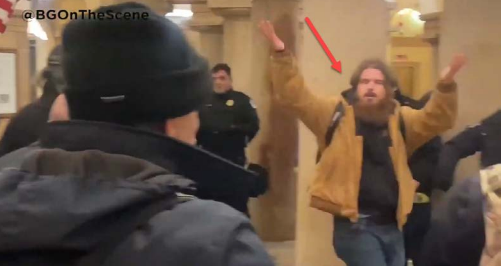 The FBI says video footage shows John Daniel Andries at the Capitol riot on January 6