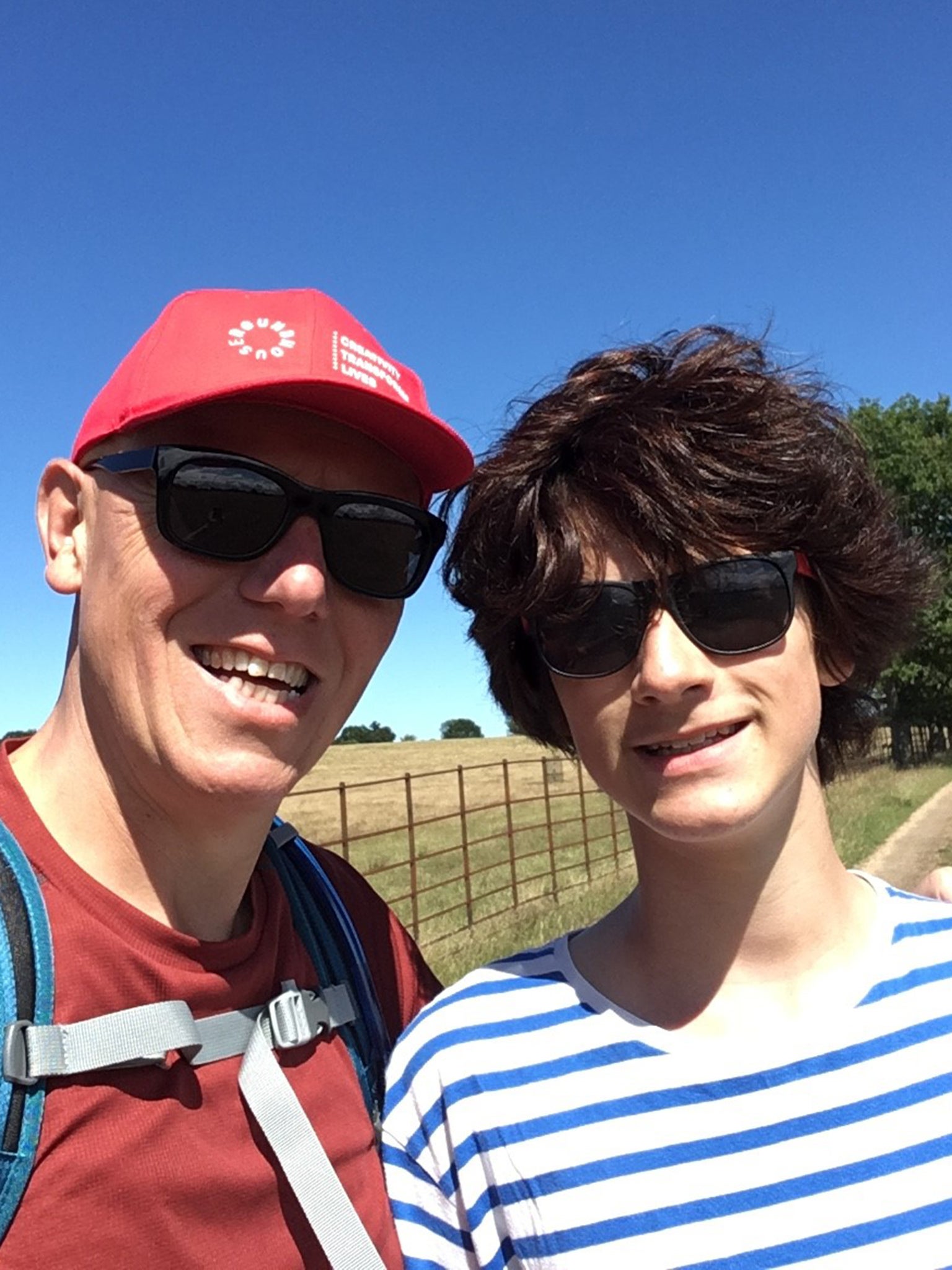 Marcus Davey and son Solly during the Walk Around the Houses challenge