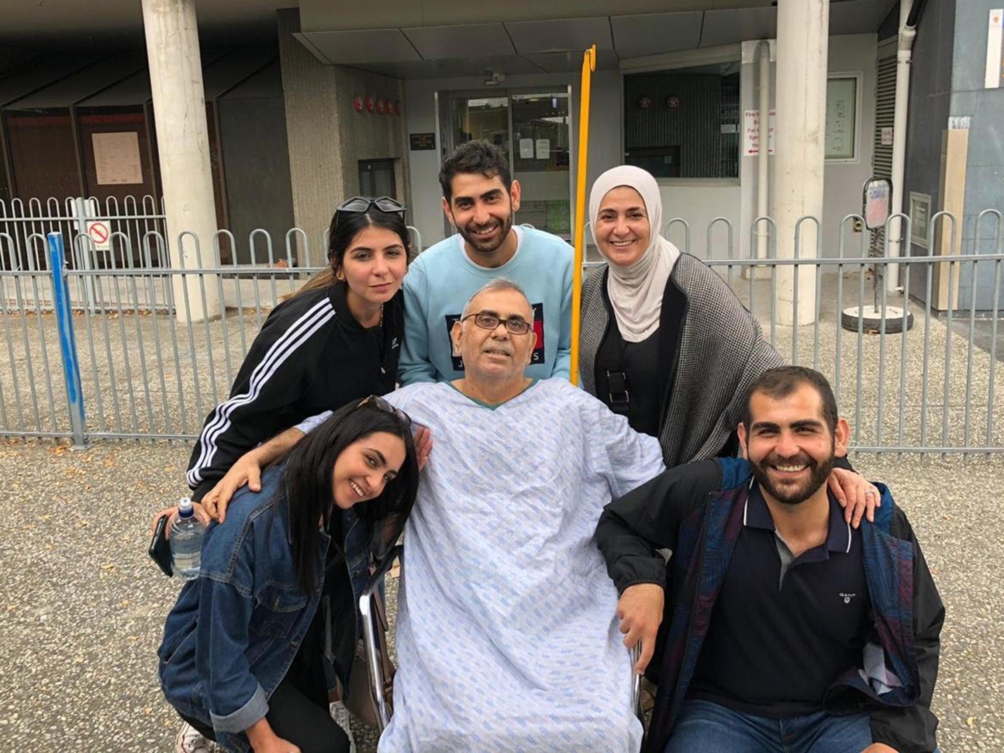 Adeeb Sami with his family outside hospital