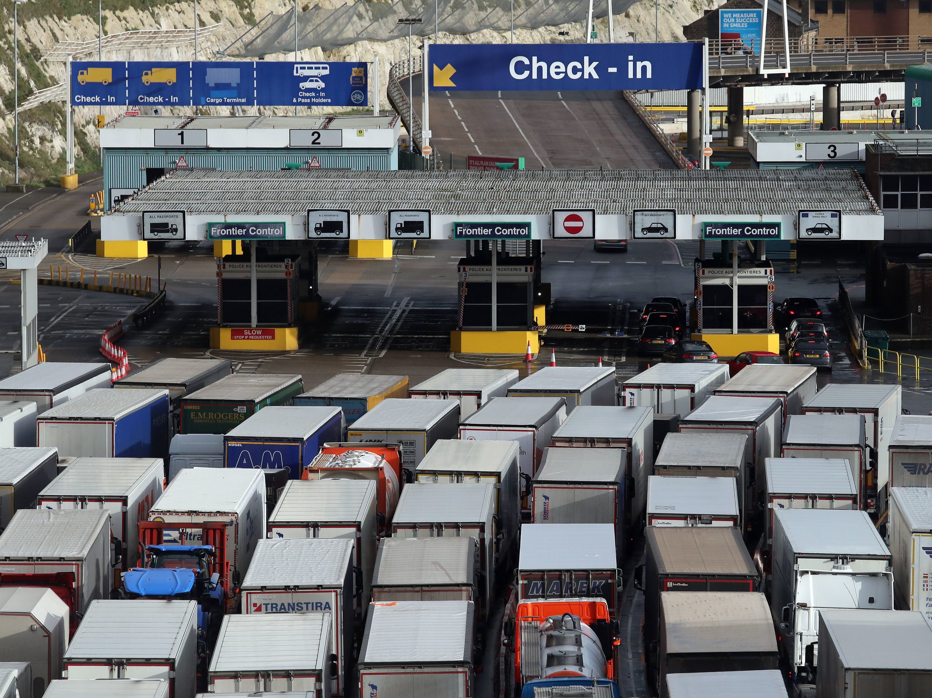 UK lorries held up at Dover in January 2021