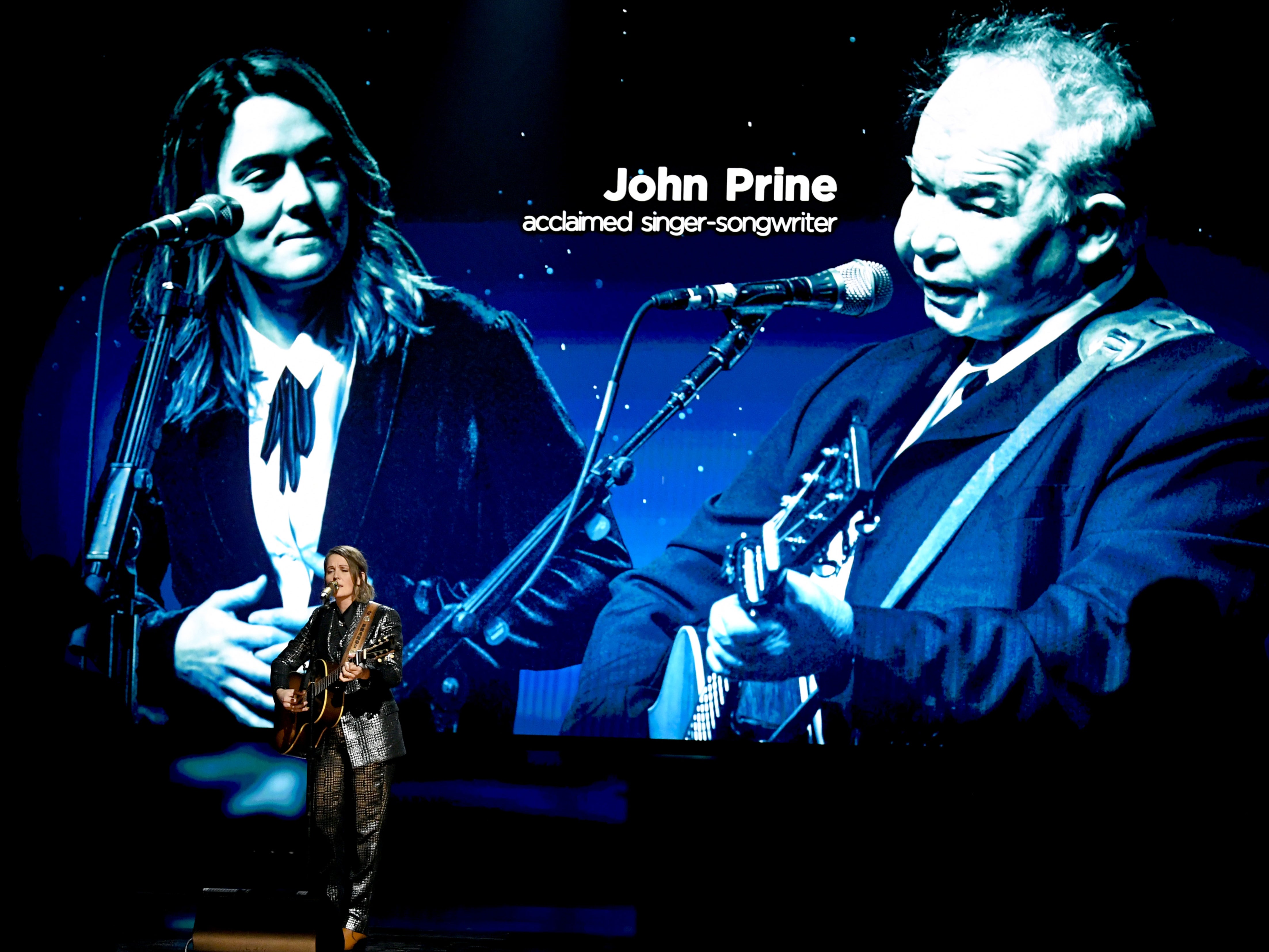 Brandi Carlile performs during the ‘in memoriam’ tribute at the Grammys