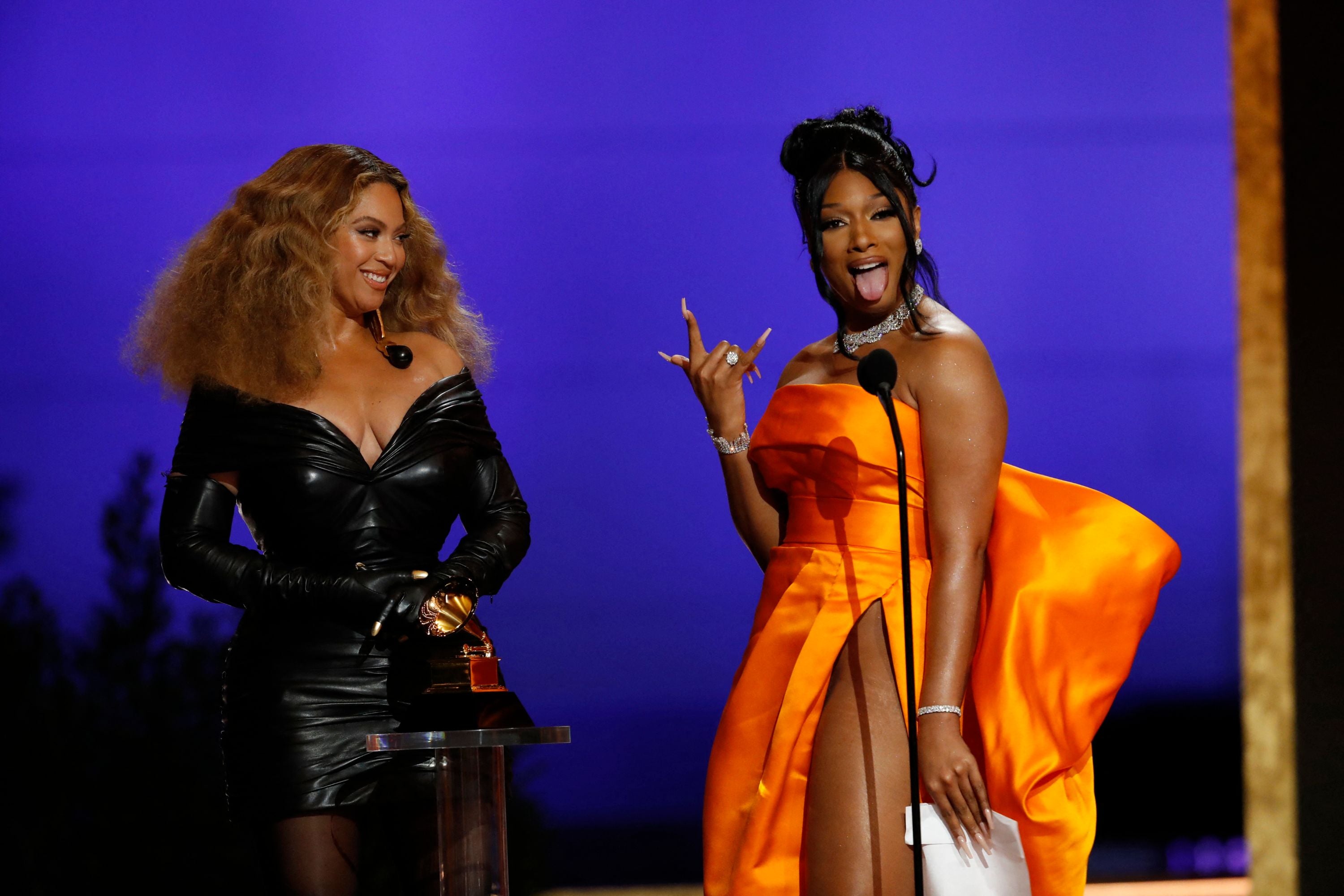 Beyonce and Megan Thee Stallion at the Grammys