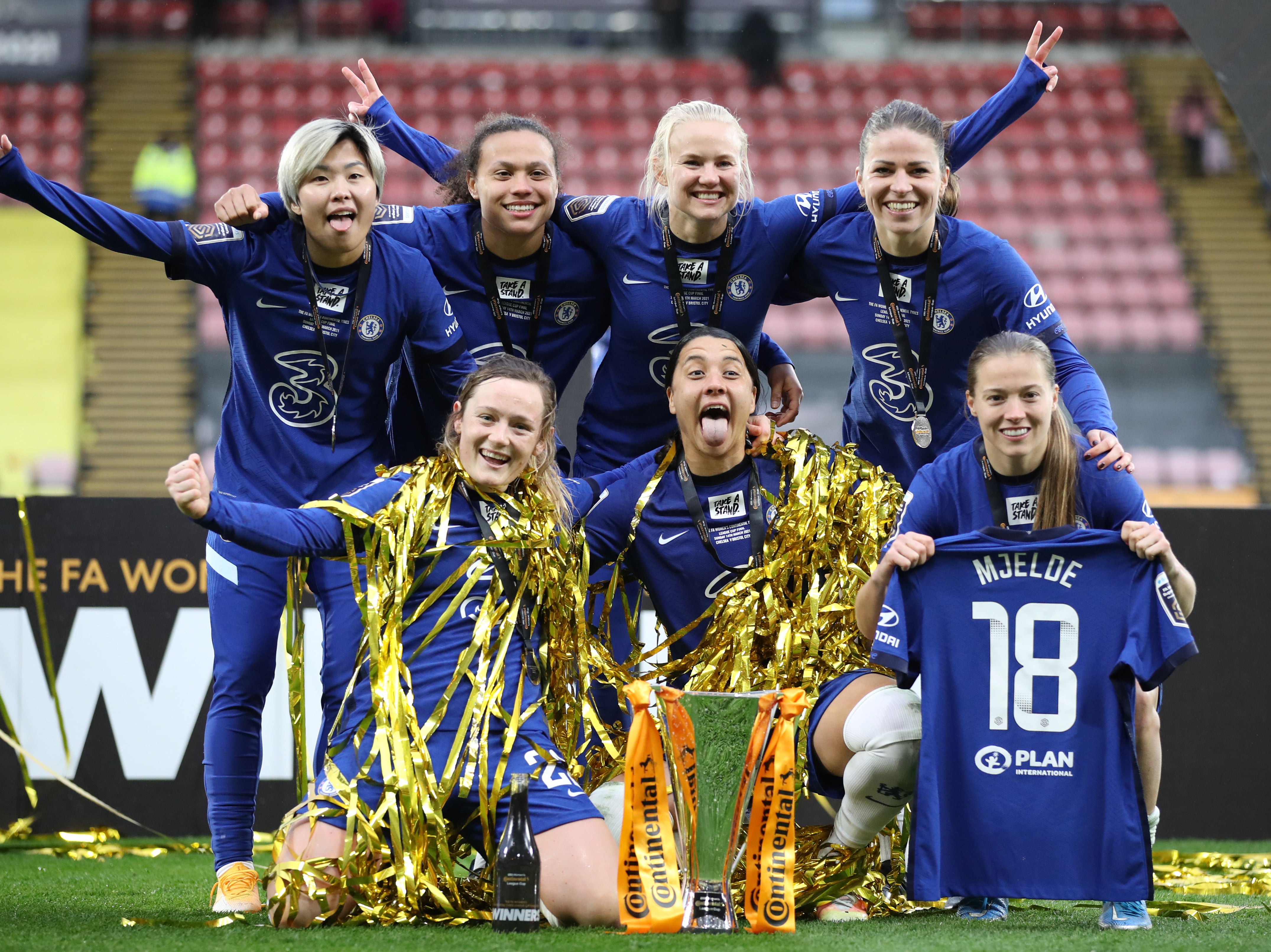 Chelsea celebrate winning the Continental Cup final