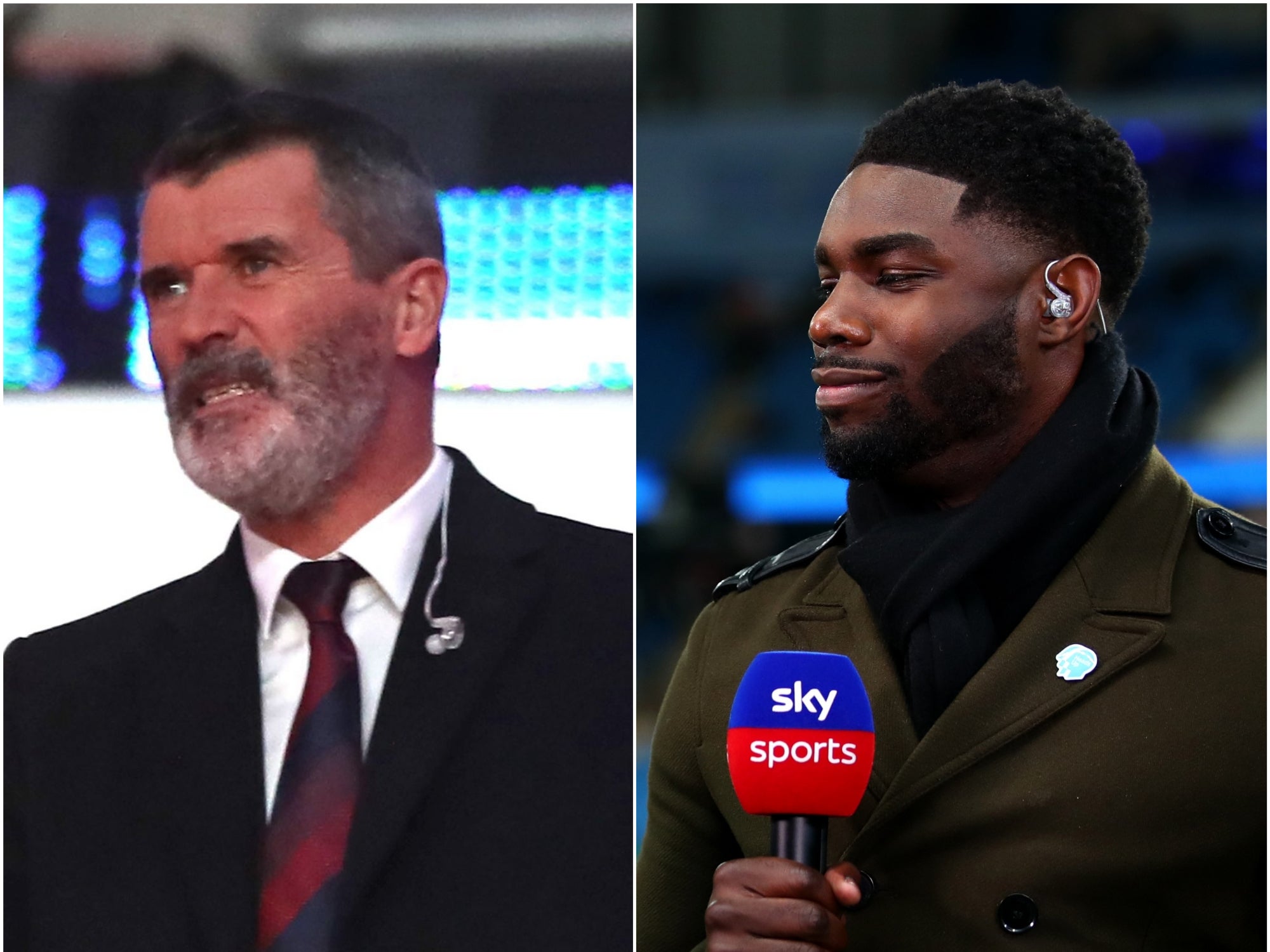 Roy Keane (left) and Micah Richards work together at Sky