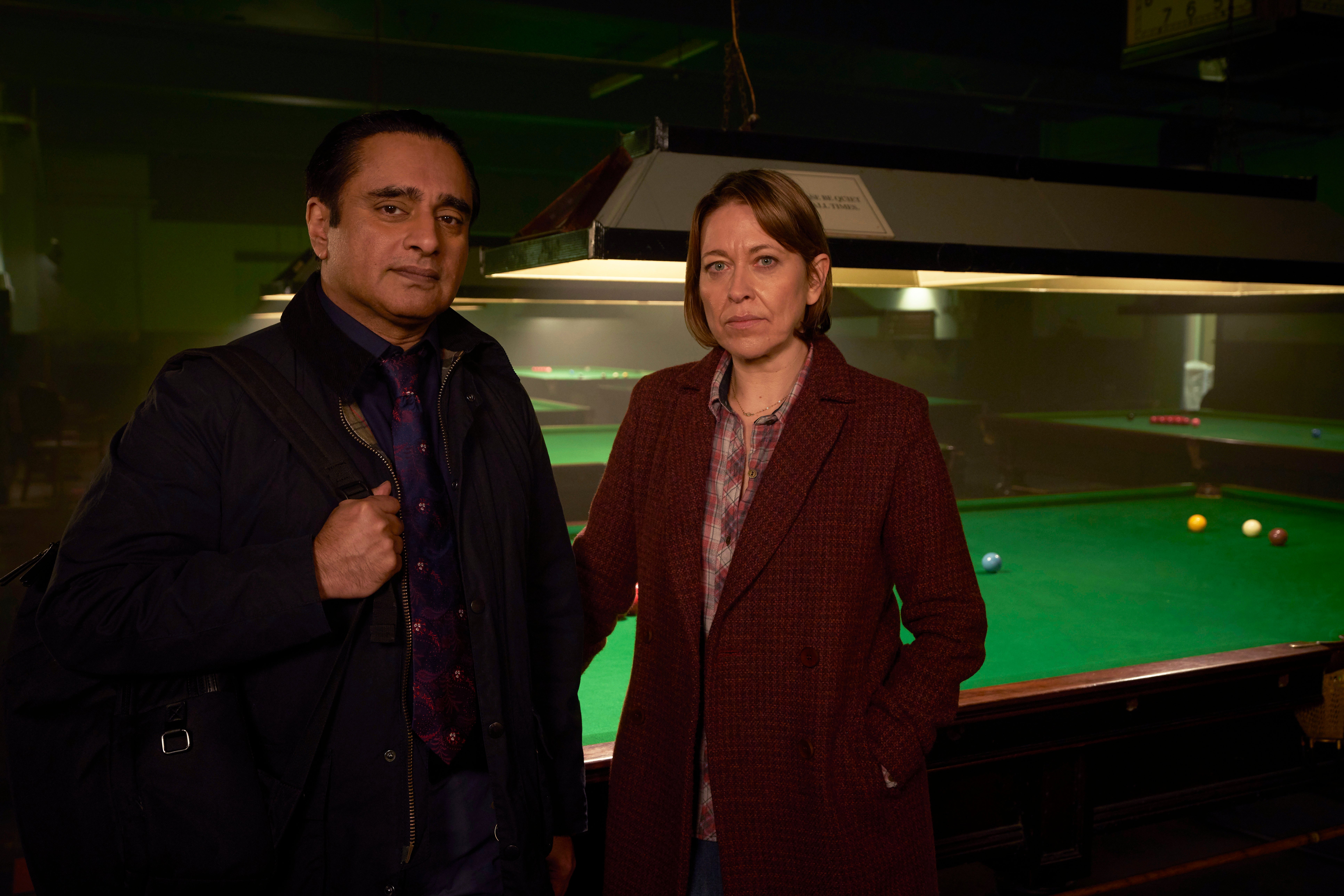 Nicola Walker as DCI Cassie Stuart and Sanjeev Bhaskar as DI Sunny Khan