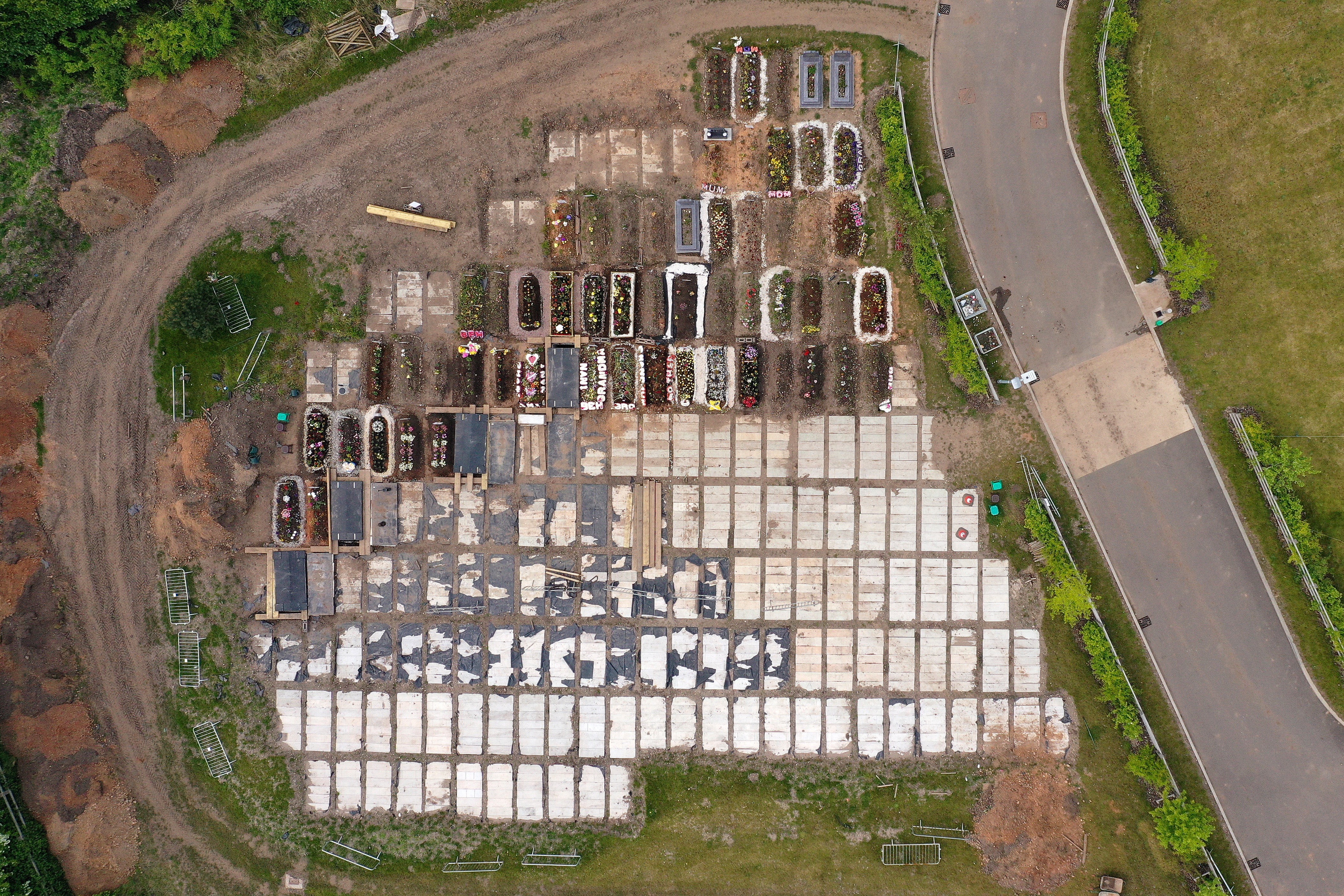 Burial chambers are prepared for future use at Sutton New Hall Cemetery during the coronavirus pandemic on 7 May 2020 in Birmingham