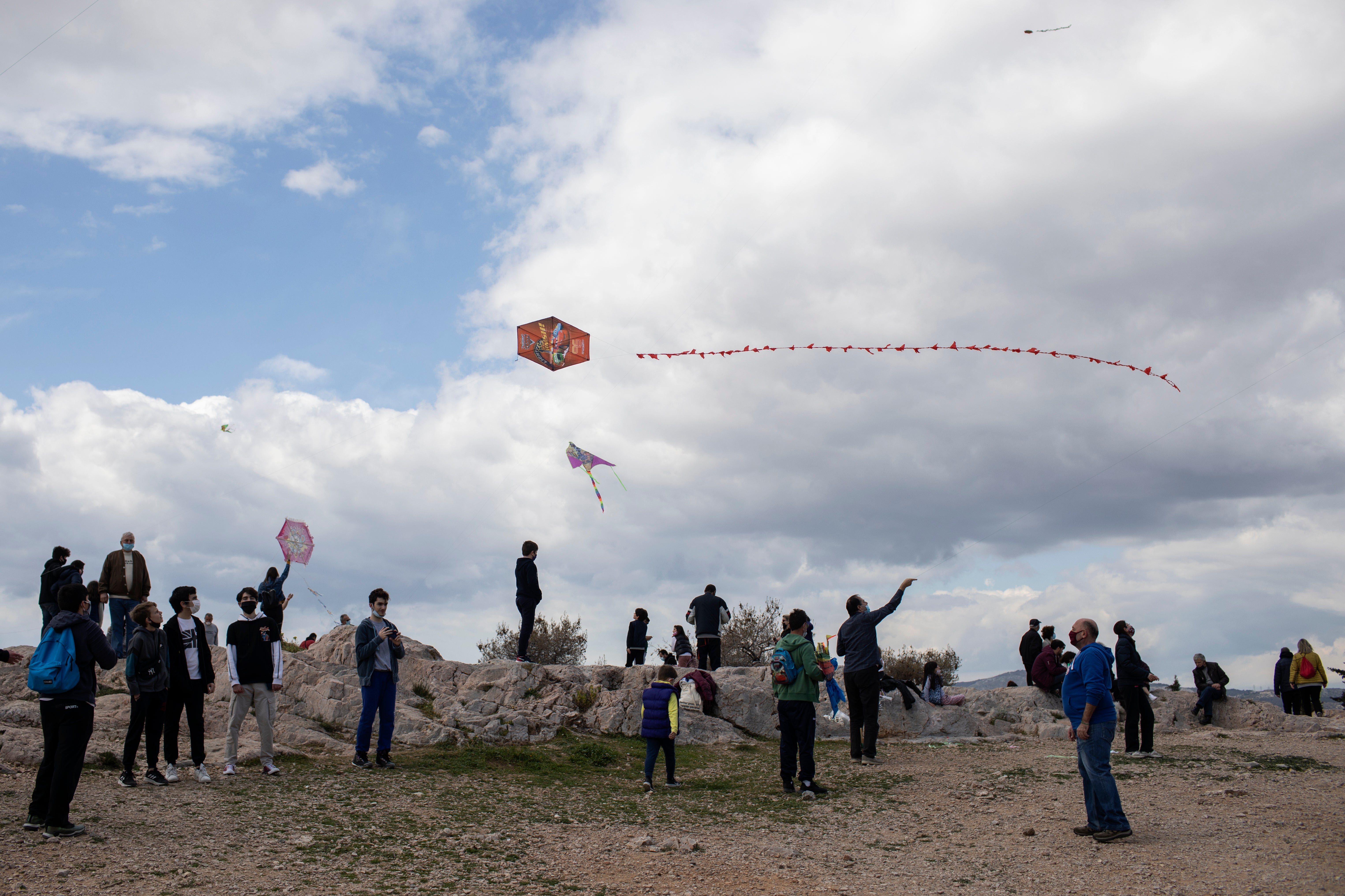 Virus Outbreak Greece Kites