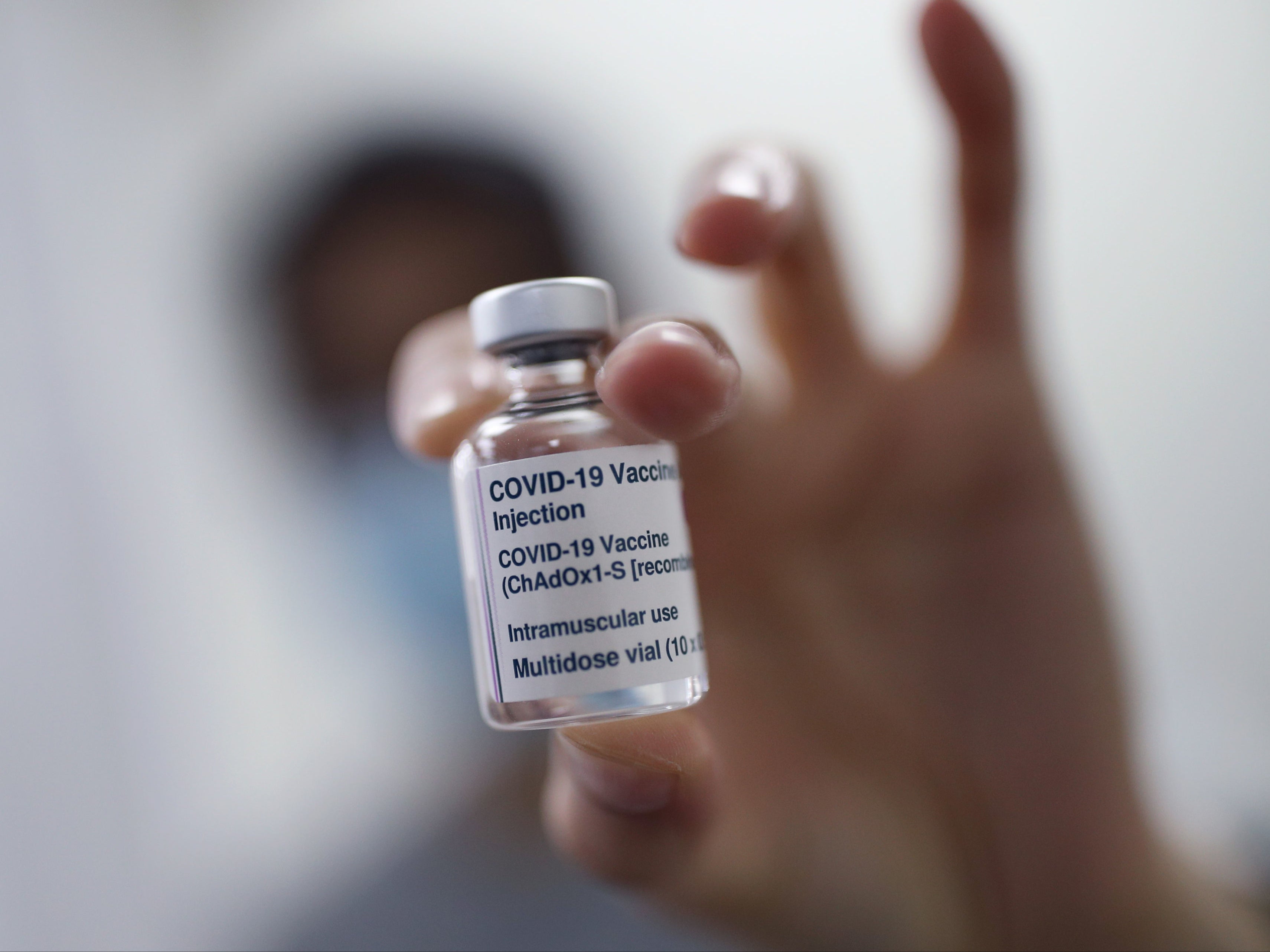 A vial of the Oxford/AstraZeneca coronavirus vaccine