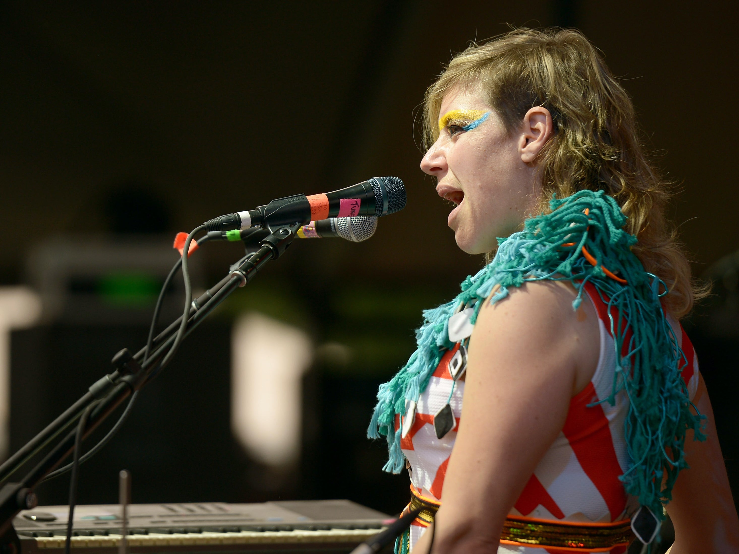 Merrill Garbus of Tune-Yards performing onstage in 2014