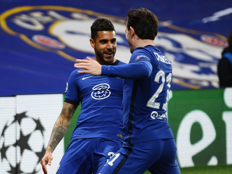 Emerson celebrates scoring against Atletico Madrid