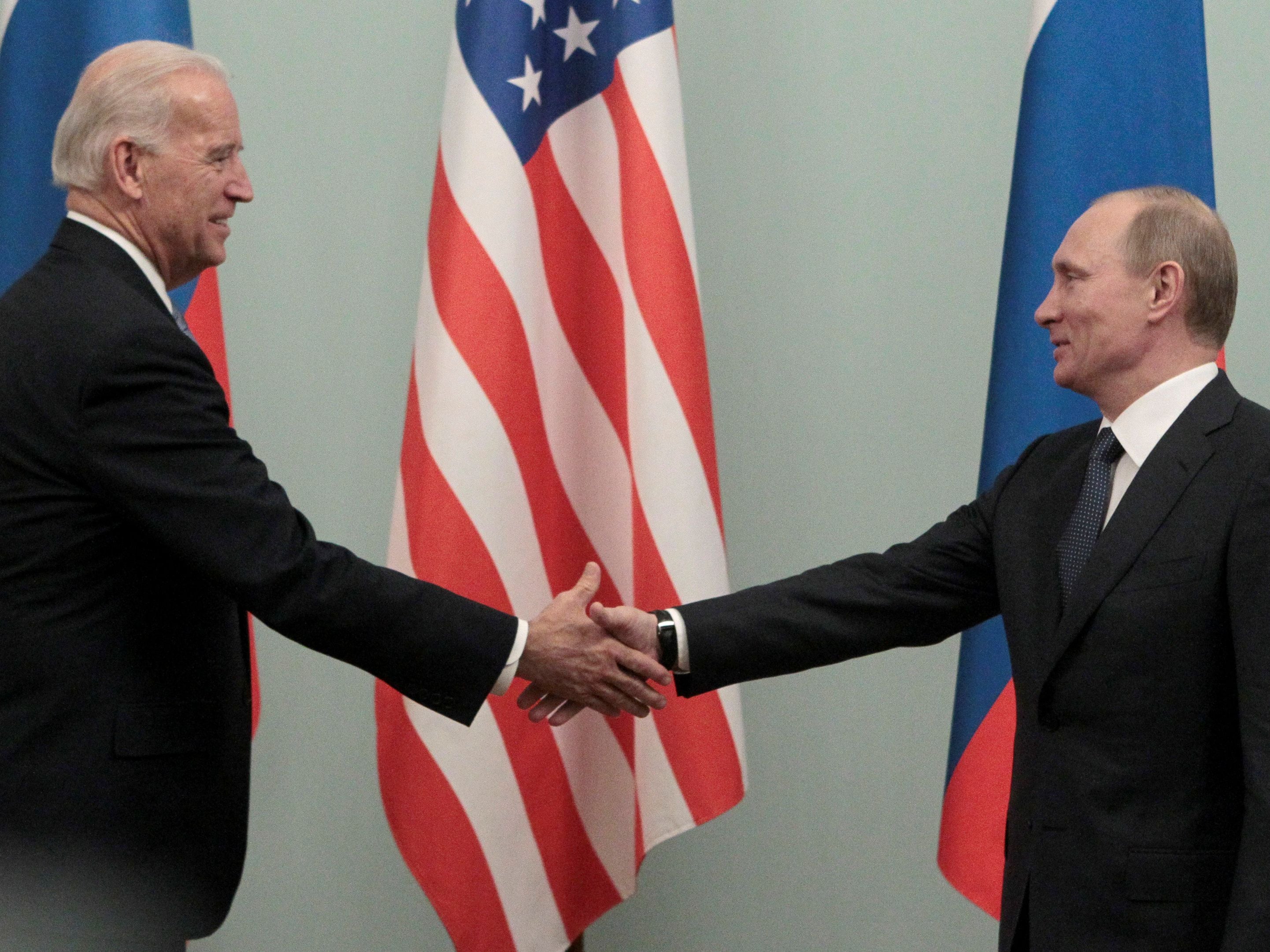 Putin and the then US vice president Joe Biden in Moscow in 2011