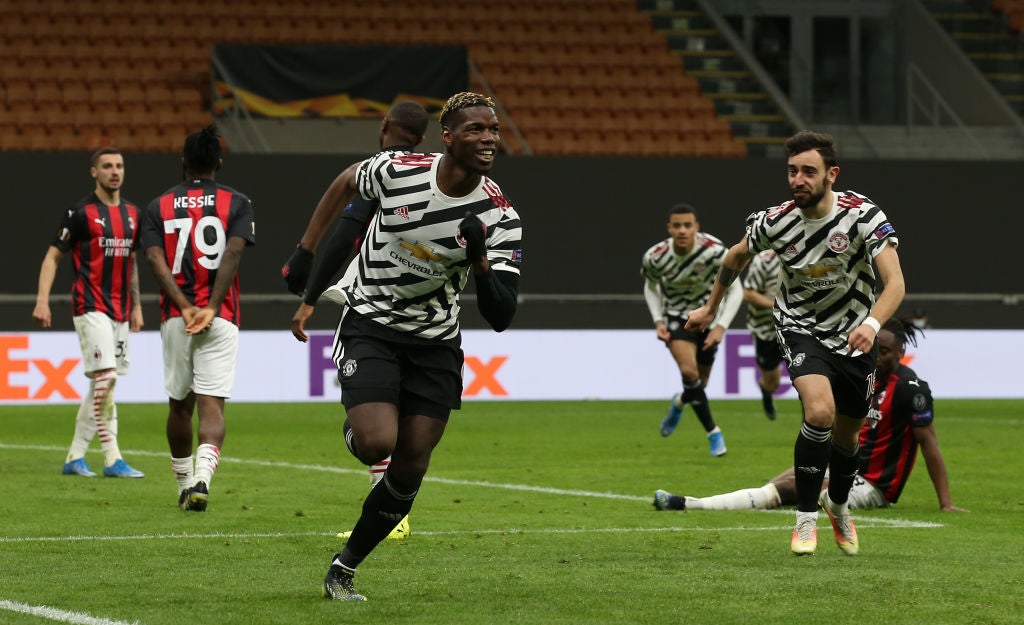 Paul Pogba celebrates scoring the game’s only goal