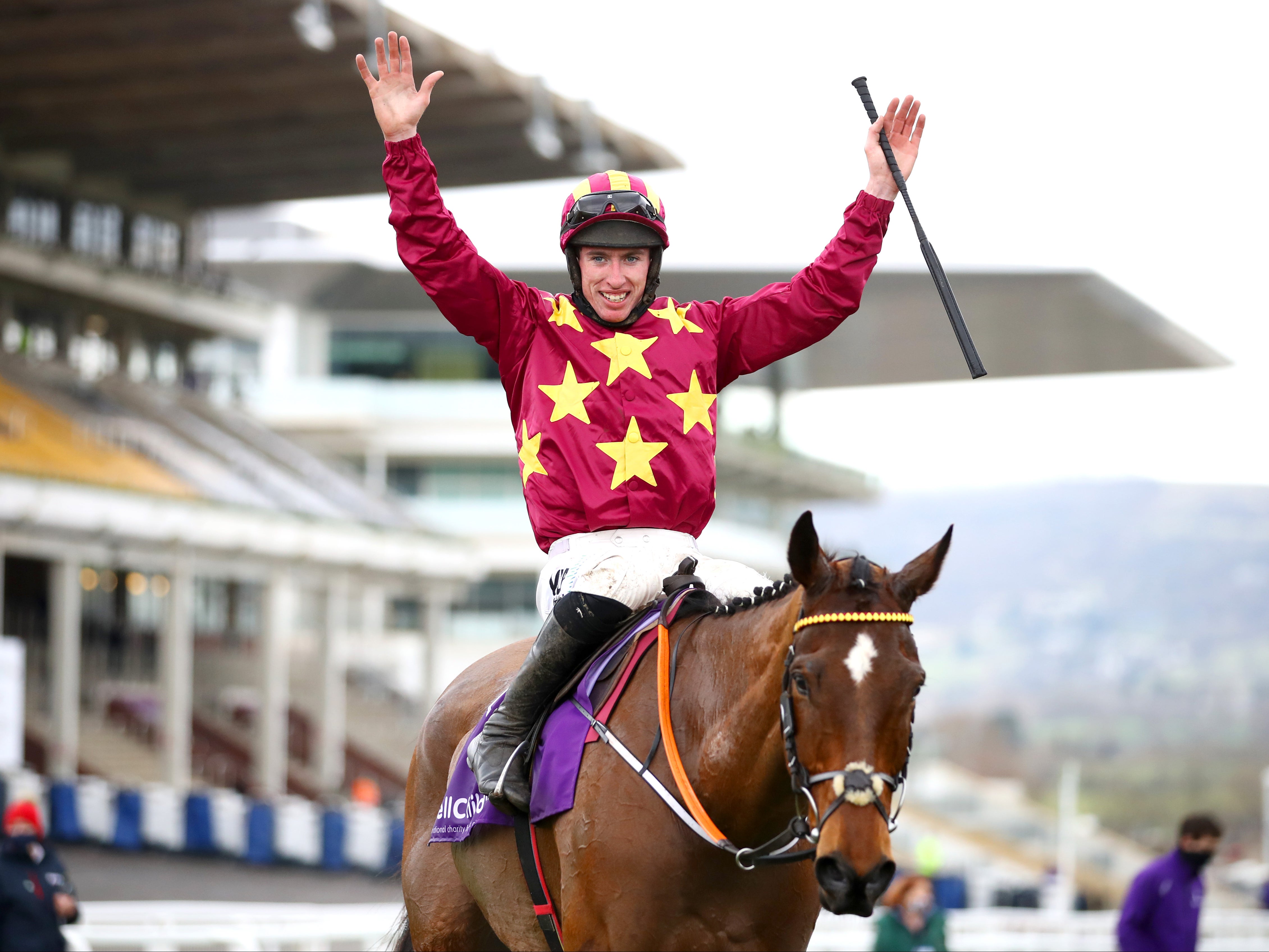 Jack Kennedy celebrates winning the Gold Cup