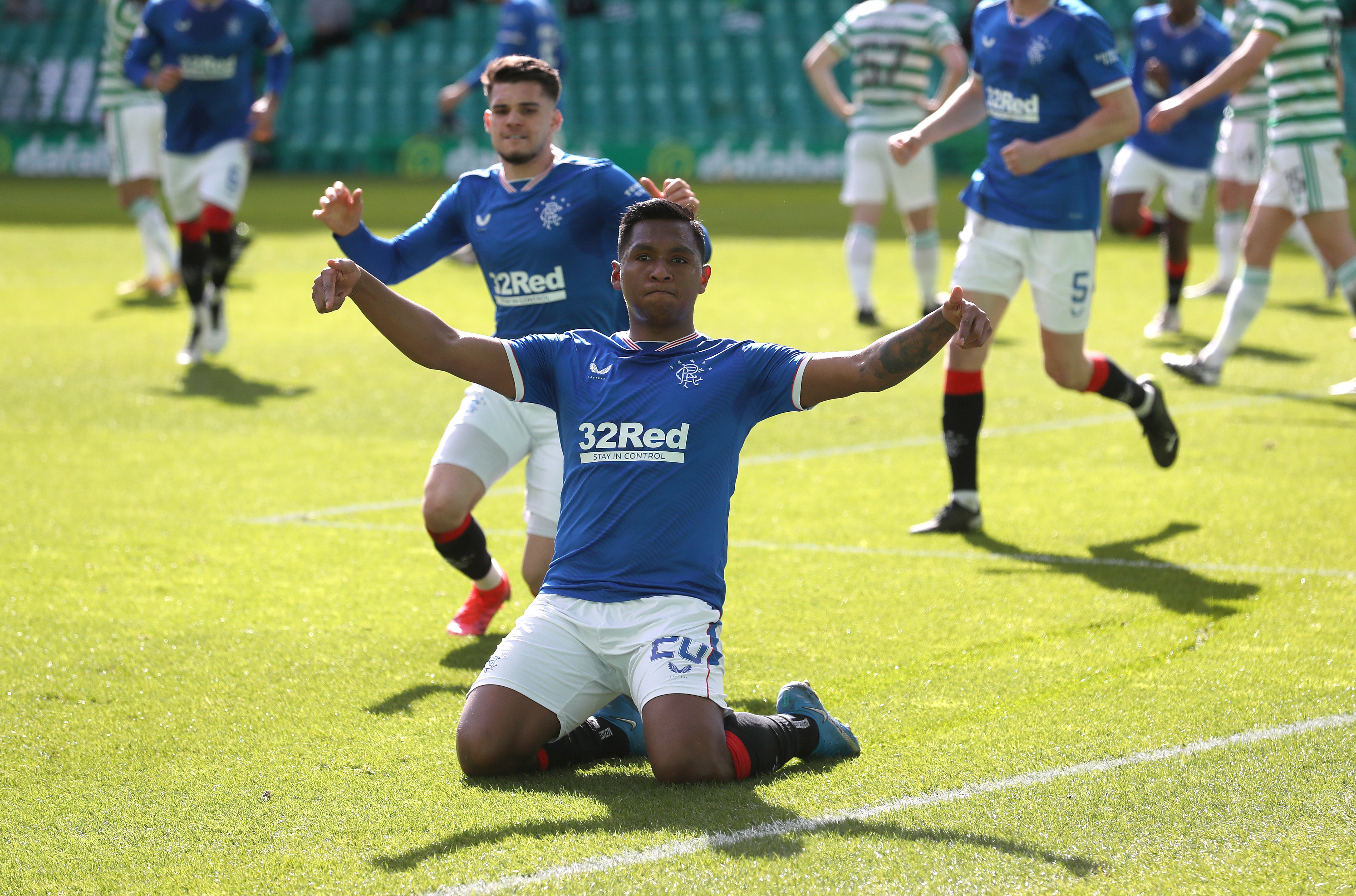 Alfredo Morelos celebrates after scoring