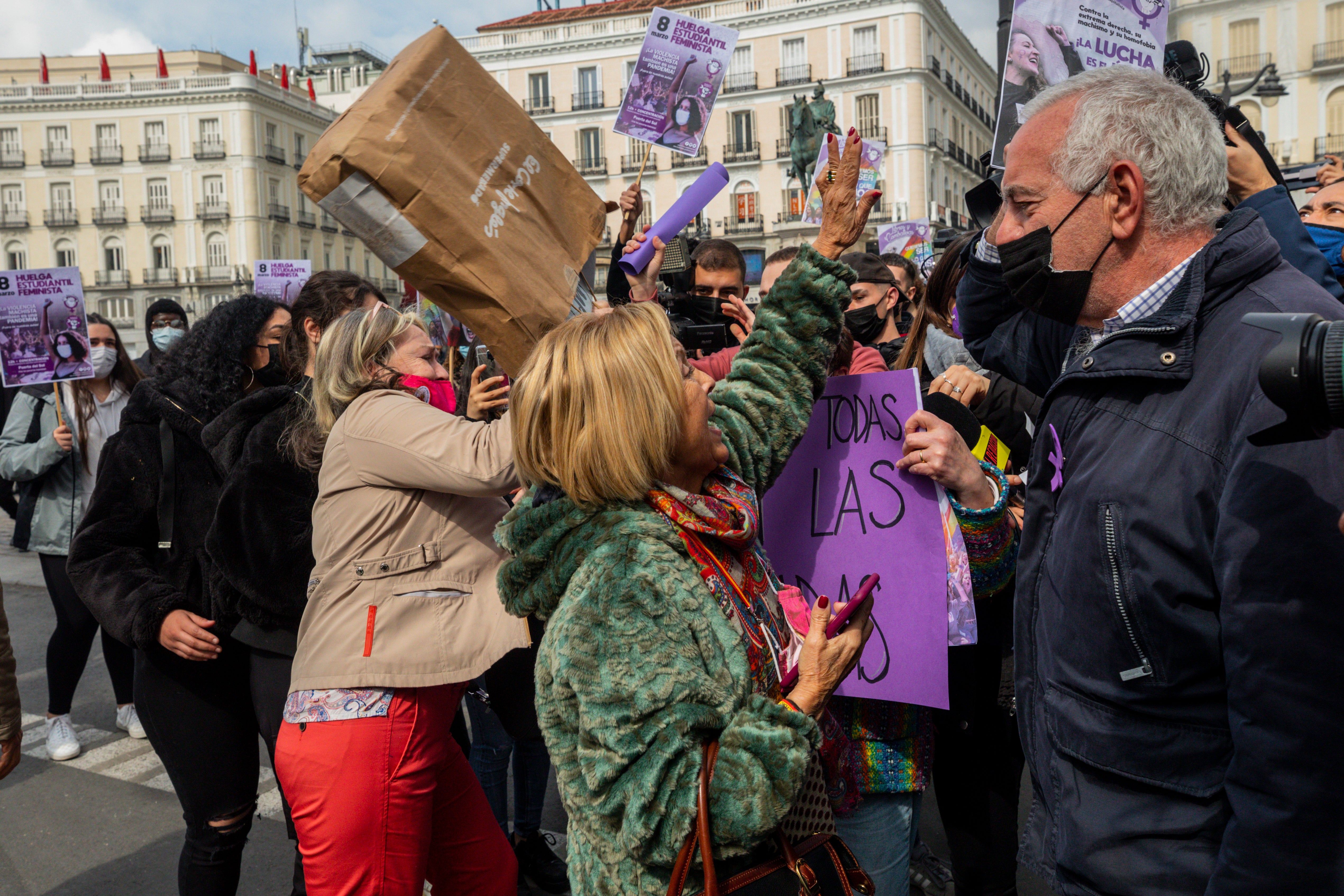 Far-Right activists in a scuffle with participants of an International Women’s Day gathering in Madrid this month