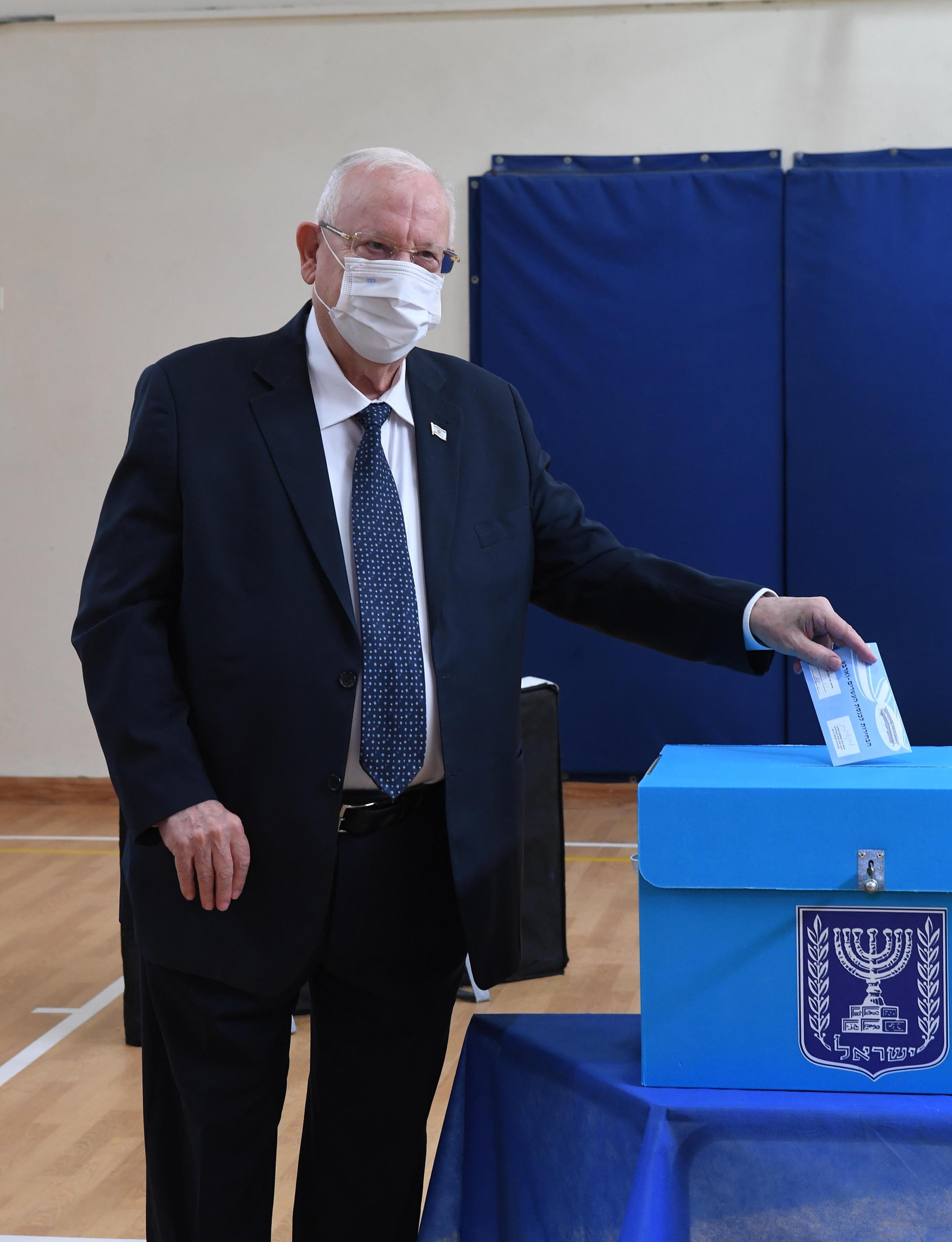 Israeli president Reuven Rivlin at the ballot box.