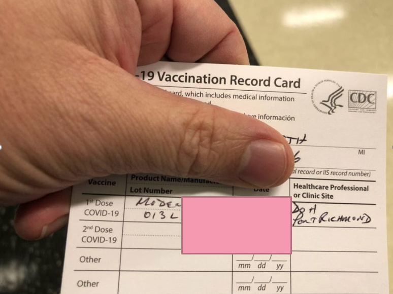 A forged covid-19 vaccination record card listed on the dark web