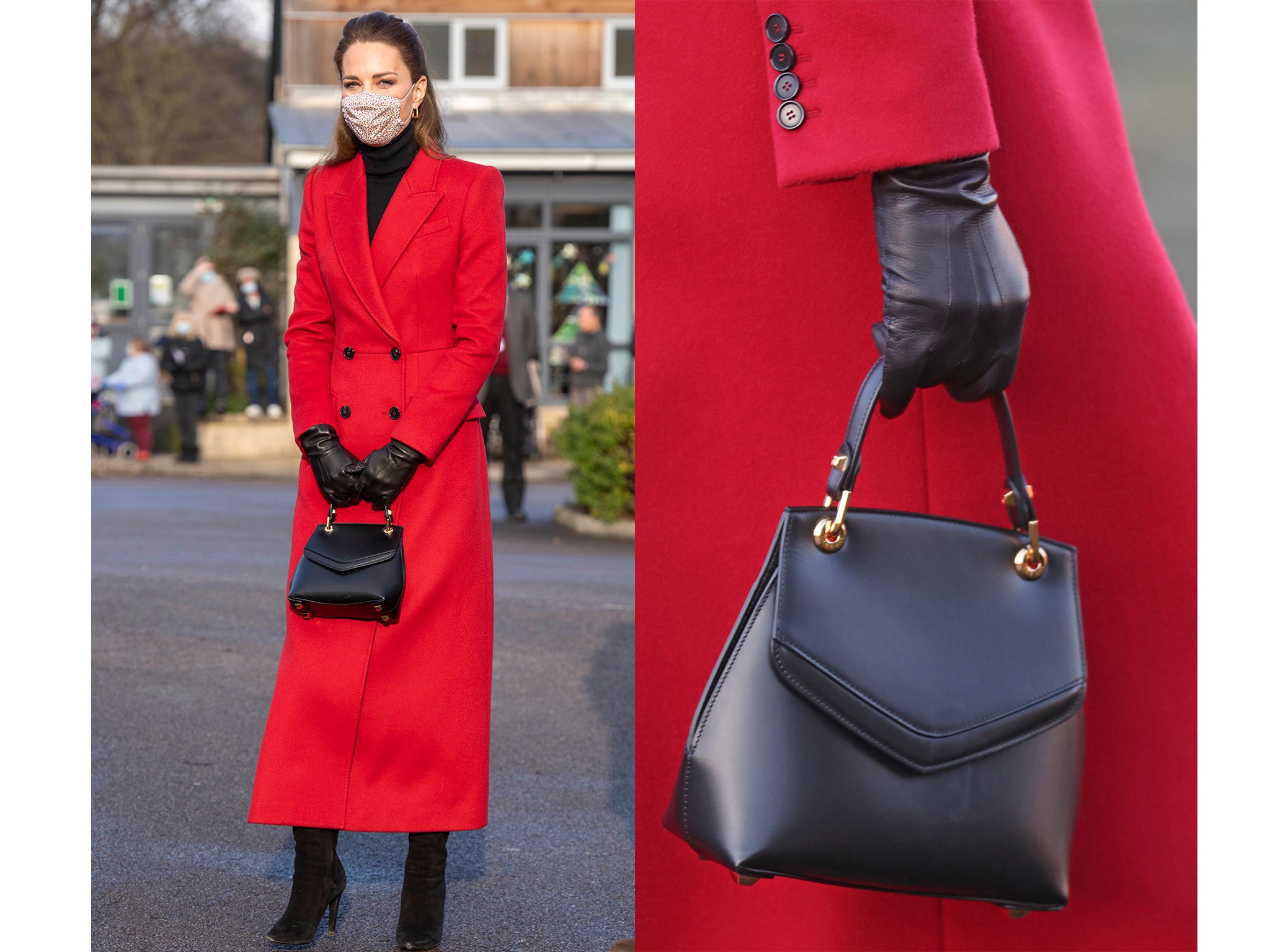 The duchess is photographed with her favourite Grace Han handbag in Cardiff in December 2020