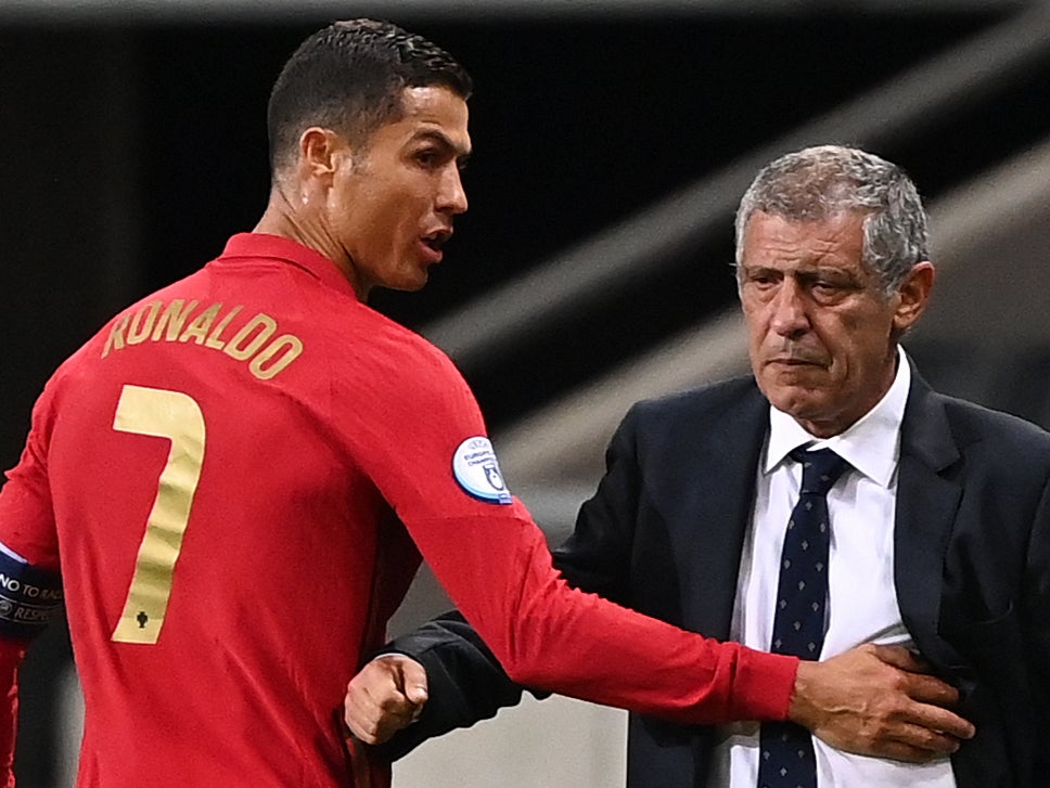 Cristiano Ronaldo with Portugal coach Fernando Santos