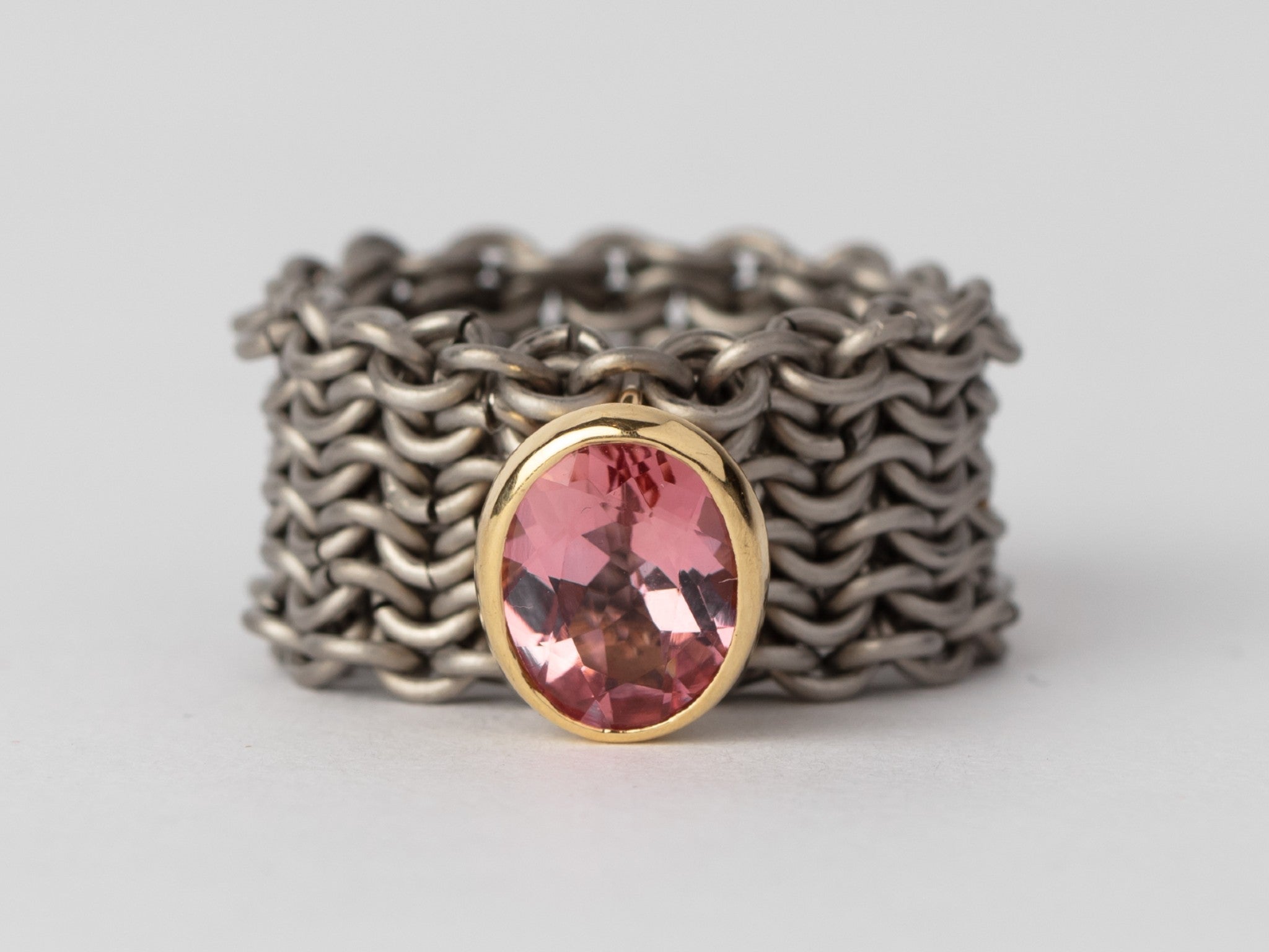 Alison Evans Titanium basket ring with pale pink tourmaline  indybest