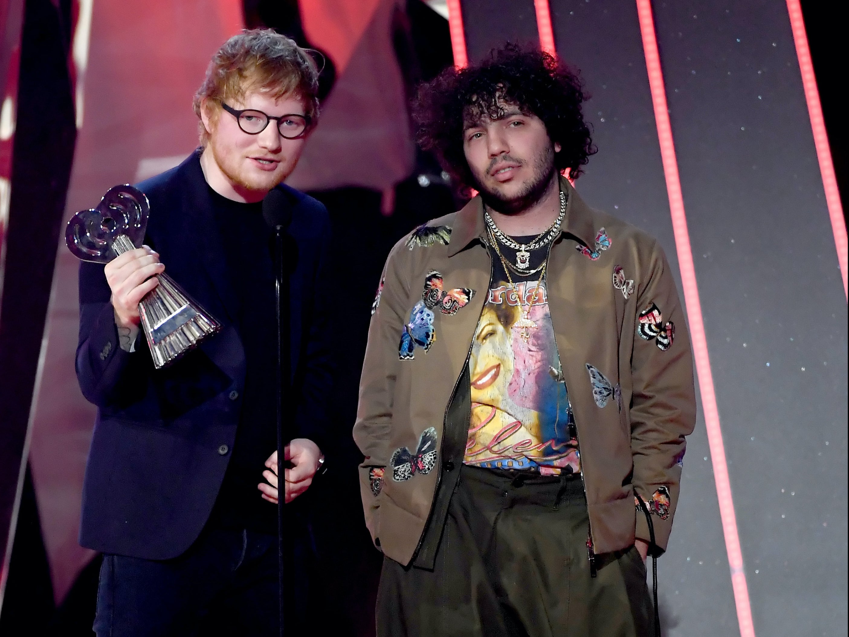 Pop star pals: Blanco with Ed Sheeran at the iHeartRadio Music Awards
