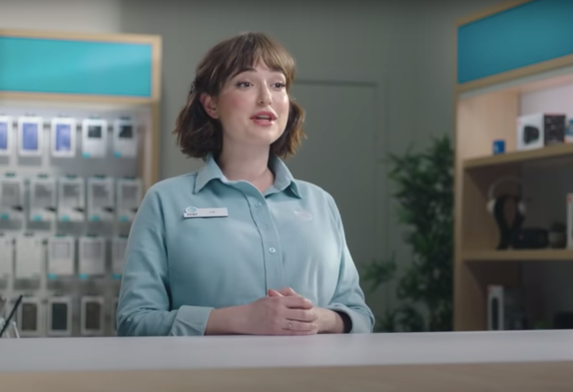 Actress Milana Vayntrub, who has been the face of AT&T commercial for years, says she stood behind a desk in the commercial because of the unwanted comments she has been getting about her body