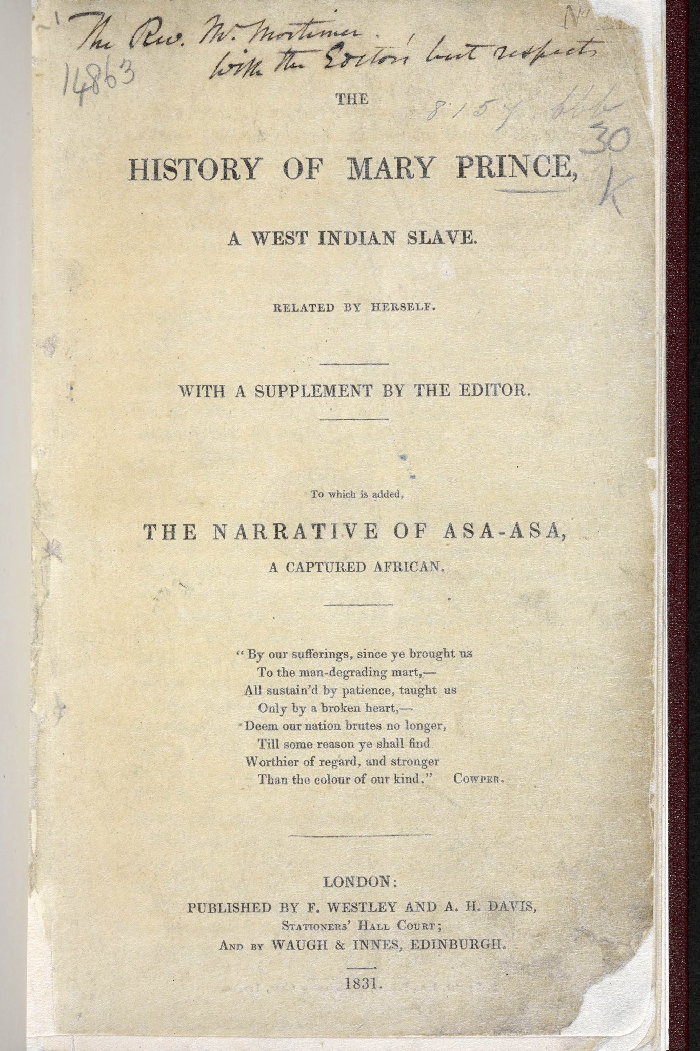 ‘The History of Mary Prince’, one of the most important testimonies that helped inform the British public of the realities of slavery