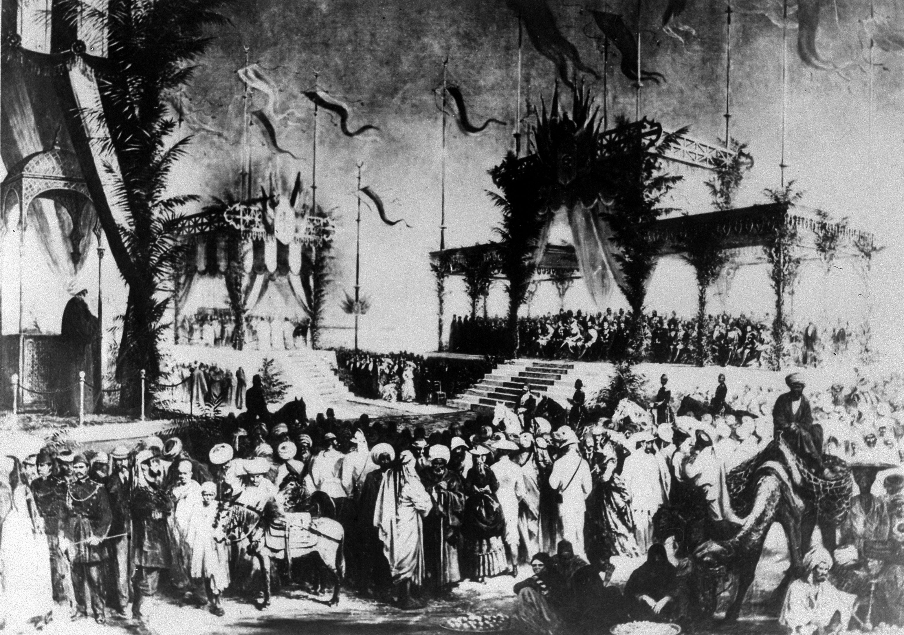 Photo datée de novembre 1869 de l'inauguration du Canal de Suez en Egypte.